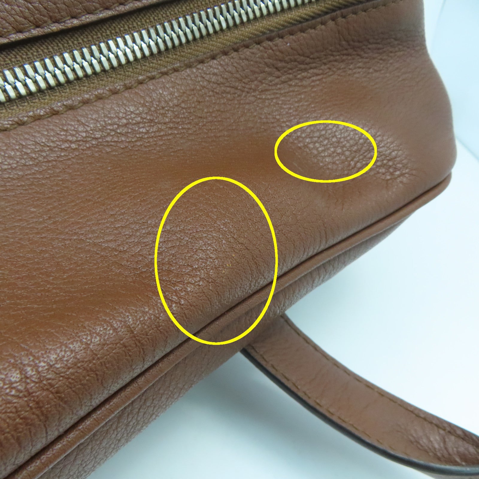 LOEWE 牛皮皮革Hand Bag銀扣手挽袋啡色
