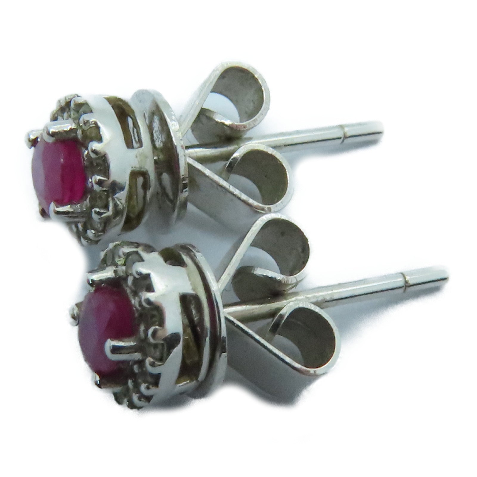 JEWELRY 白金Ruby Earrings钻石红宝石耳环