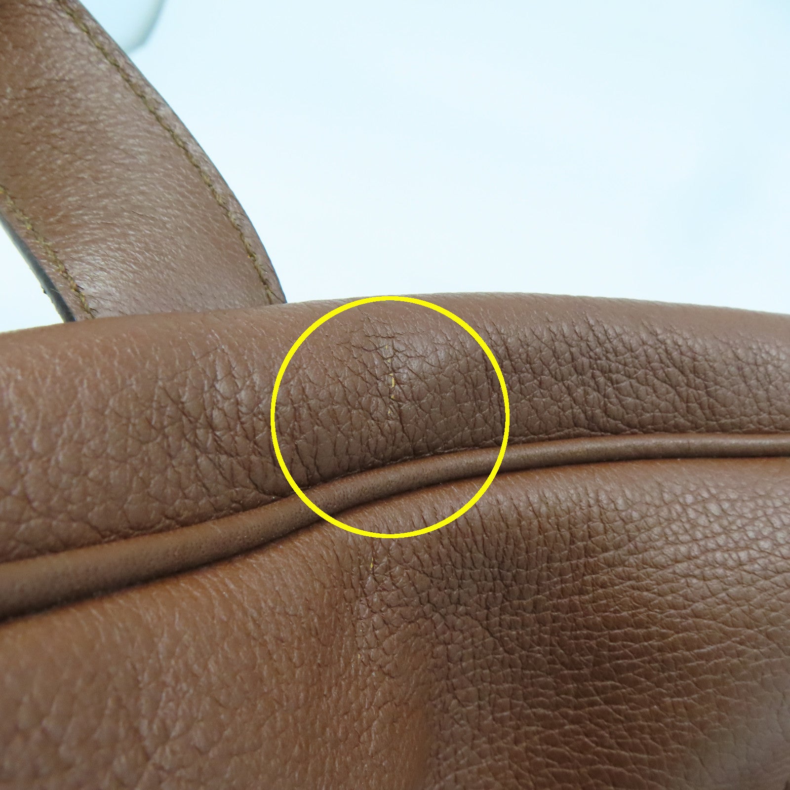 LOEWE 牛皮皮革Hand Bag銀扣手挽袋啡色
