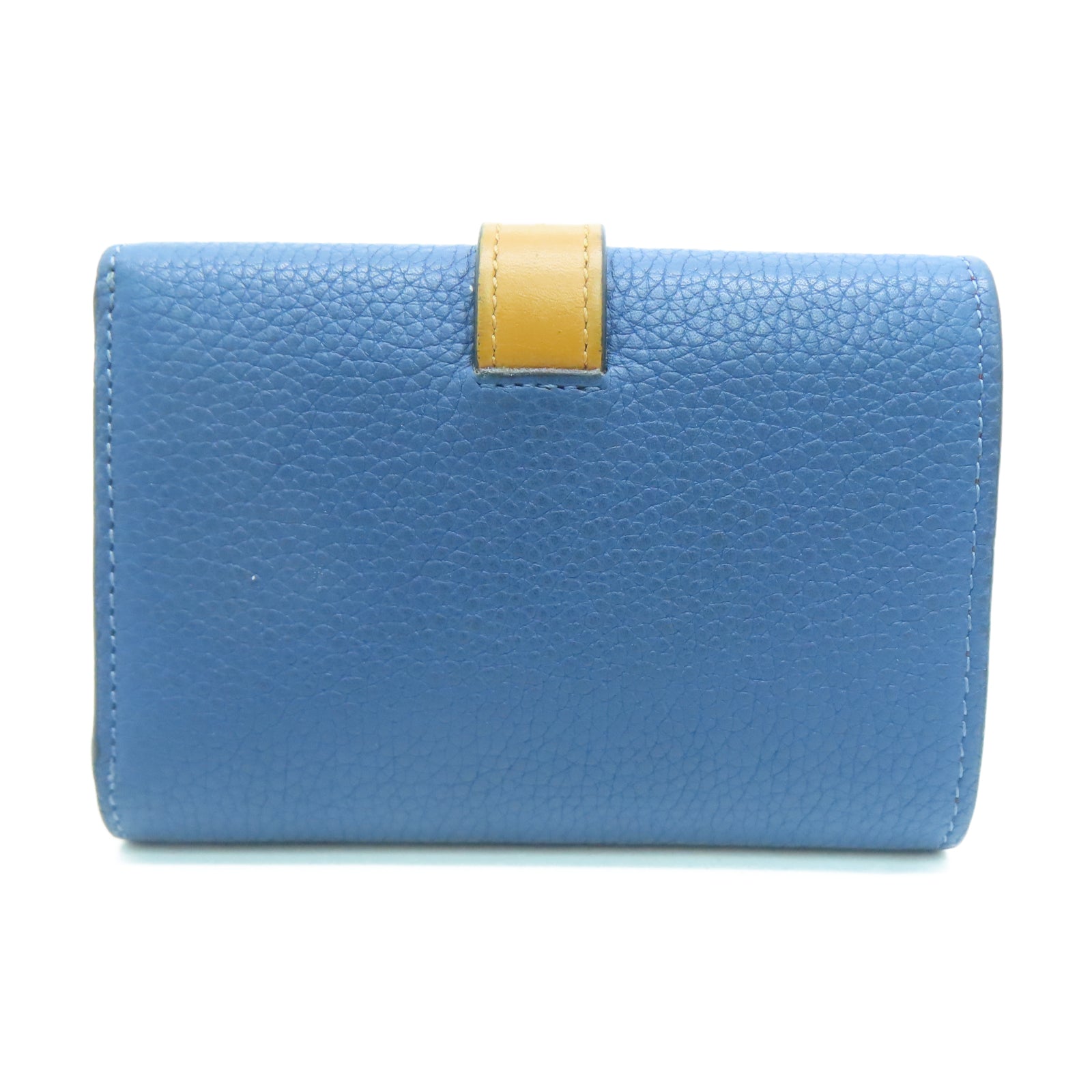 LOEWE 牛皮皮革Wallet银扣钱包蓝色/棕色