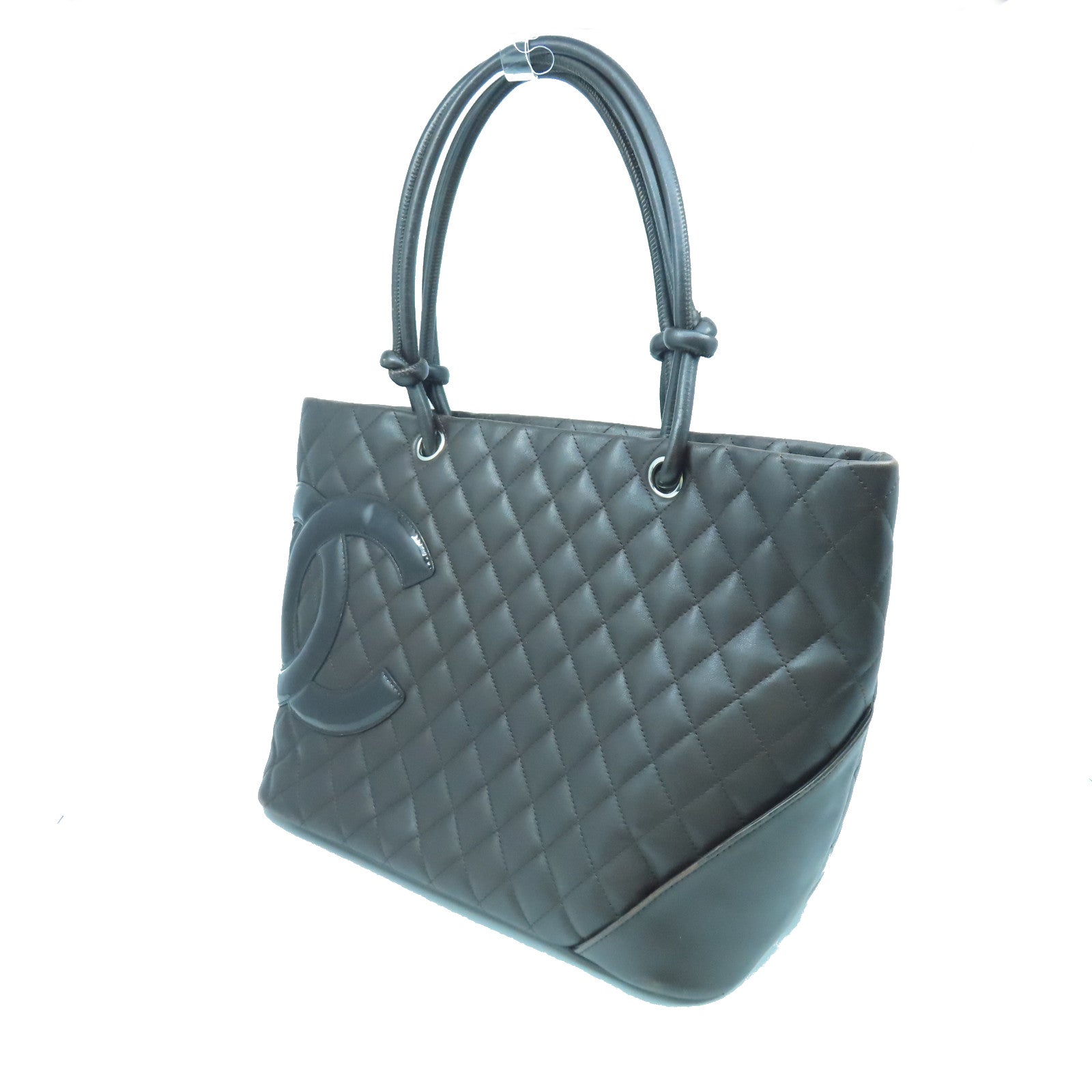 CHANEL Lingge cowhide leather Cambon Line Tote Bag silver buckle handle bag brown