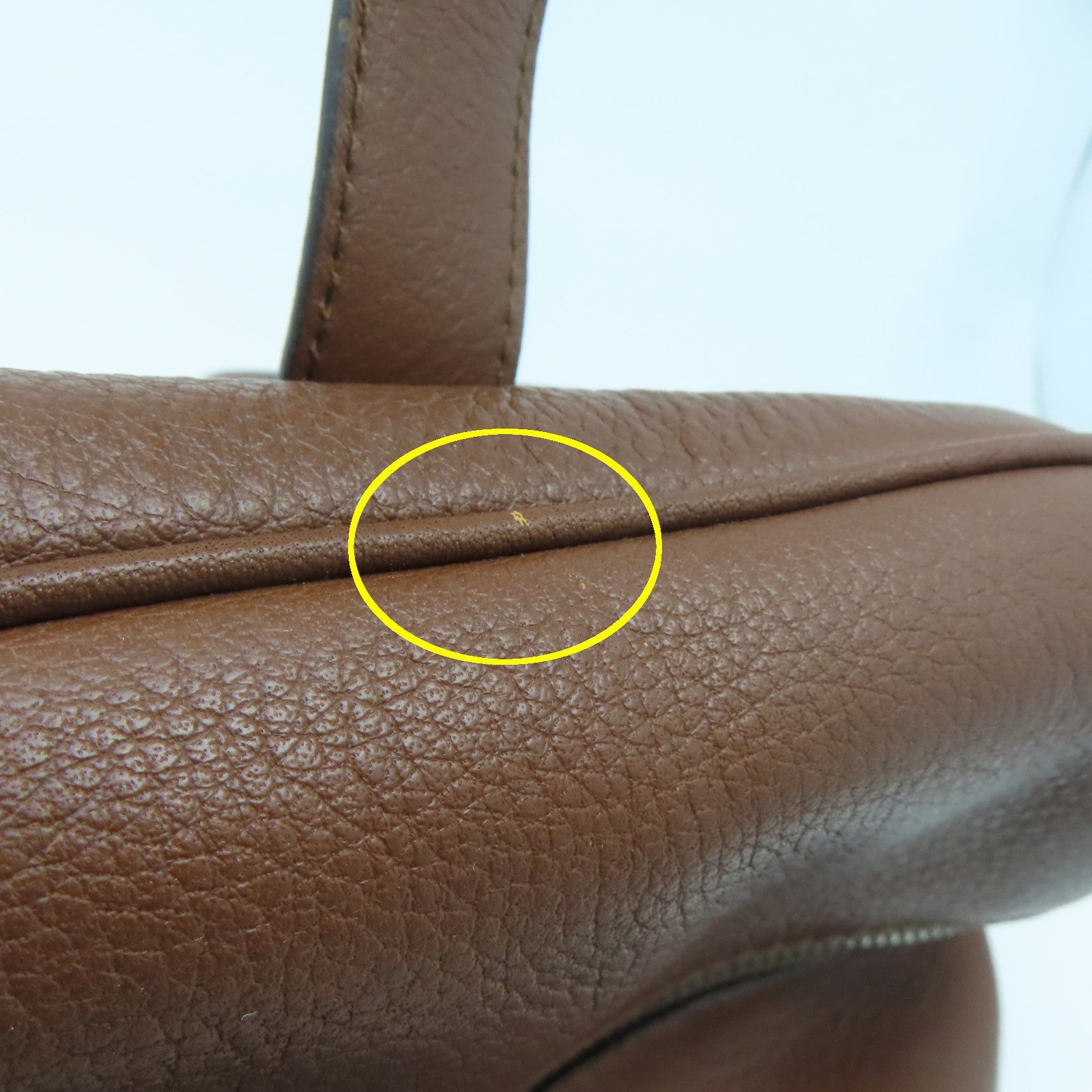 LOEWE 牛皮皮革Hand Bag銀扣手挽袋啡色
