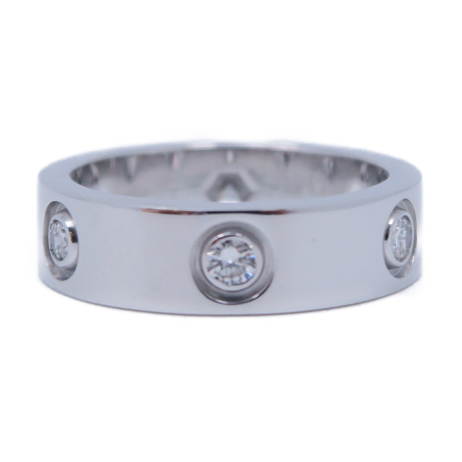 CARTIER 18K白金Love Ring 6 Dia戒指US#12銀色