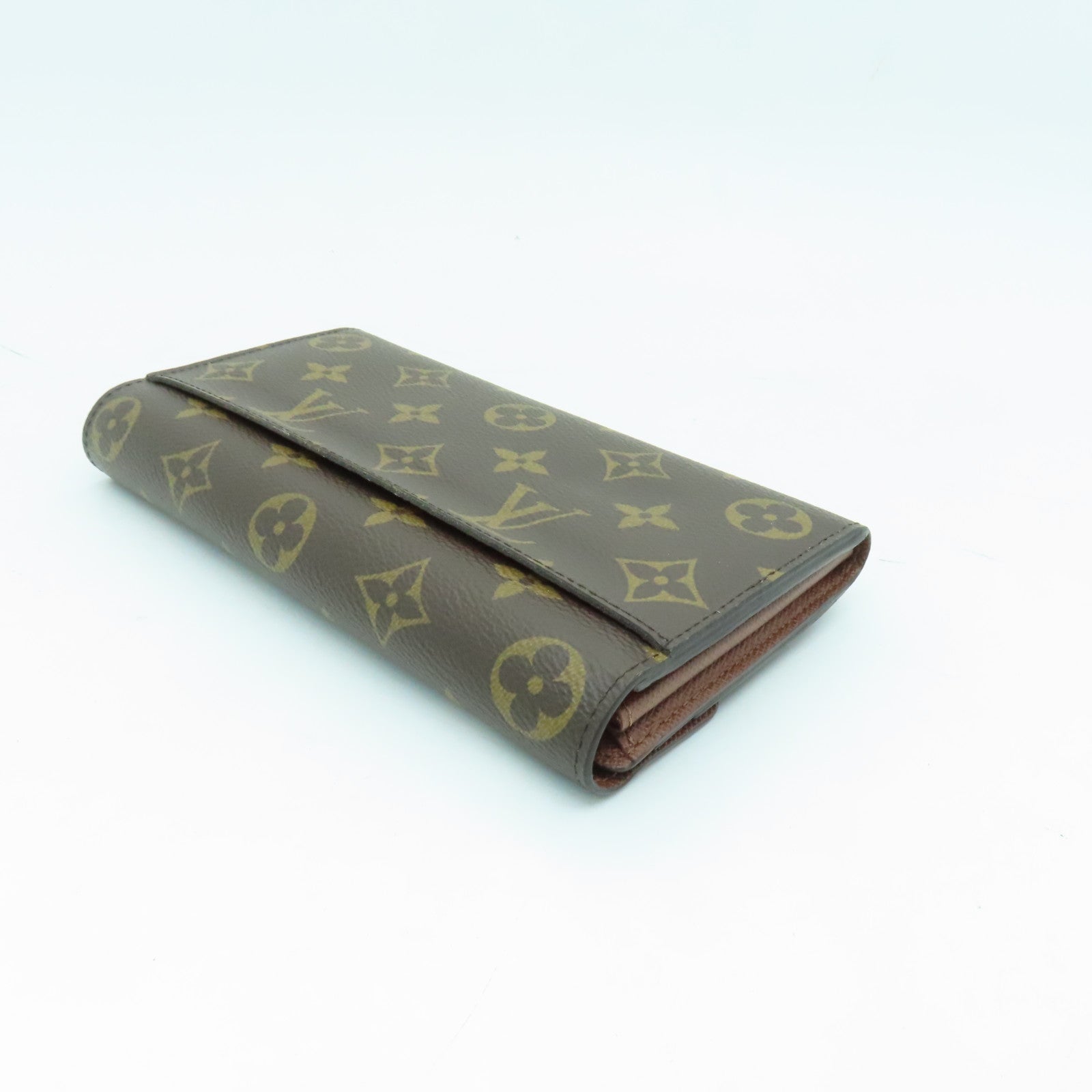 LOUIS VUITTON Monogram Sarah Gold Buckle Long Wallet Brown