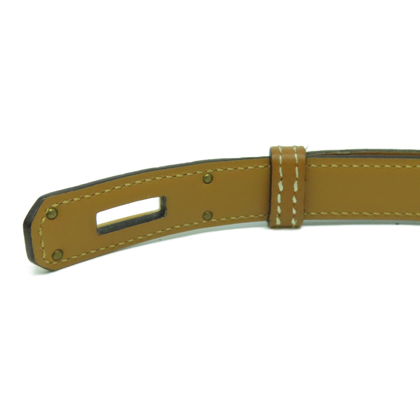 HERMES Epsom皮革Kelly Belt金扣皮帶經典駝色