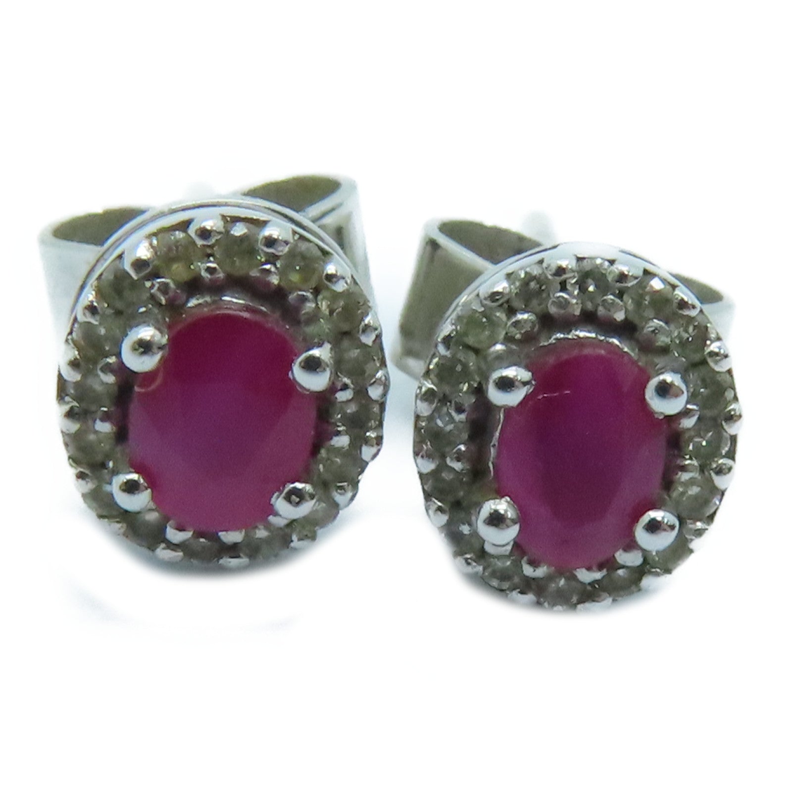 JEWELRY 白金Ruby Earrings钻石红宝石耳环