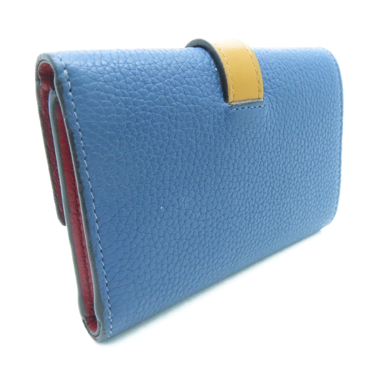LOEWE 牛皮皮革Wallet银扣钱包蓝色/棕色