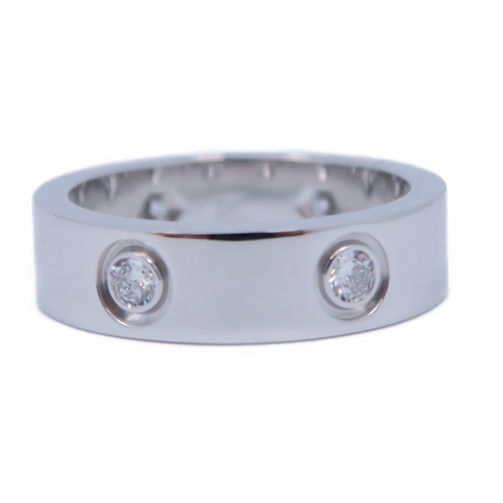 CARTIER 18K白金Love Ring 6 Dia戒指US#12銀色