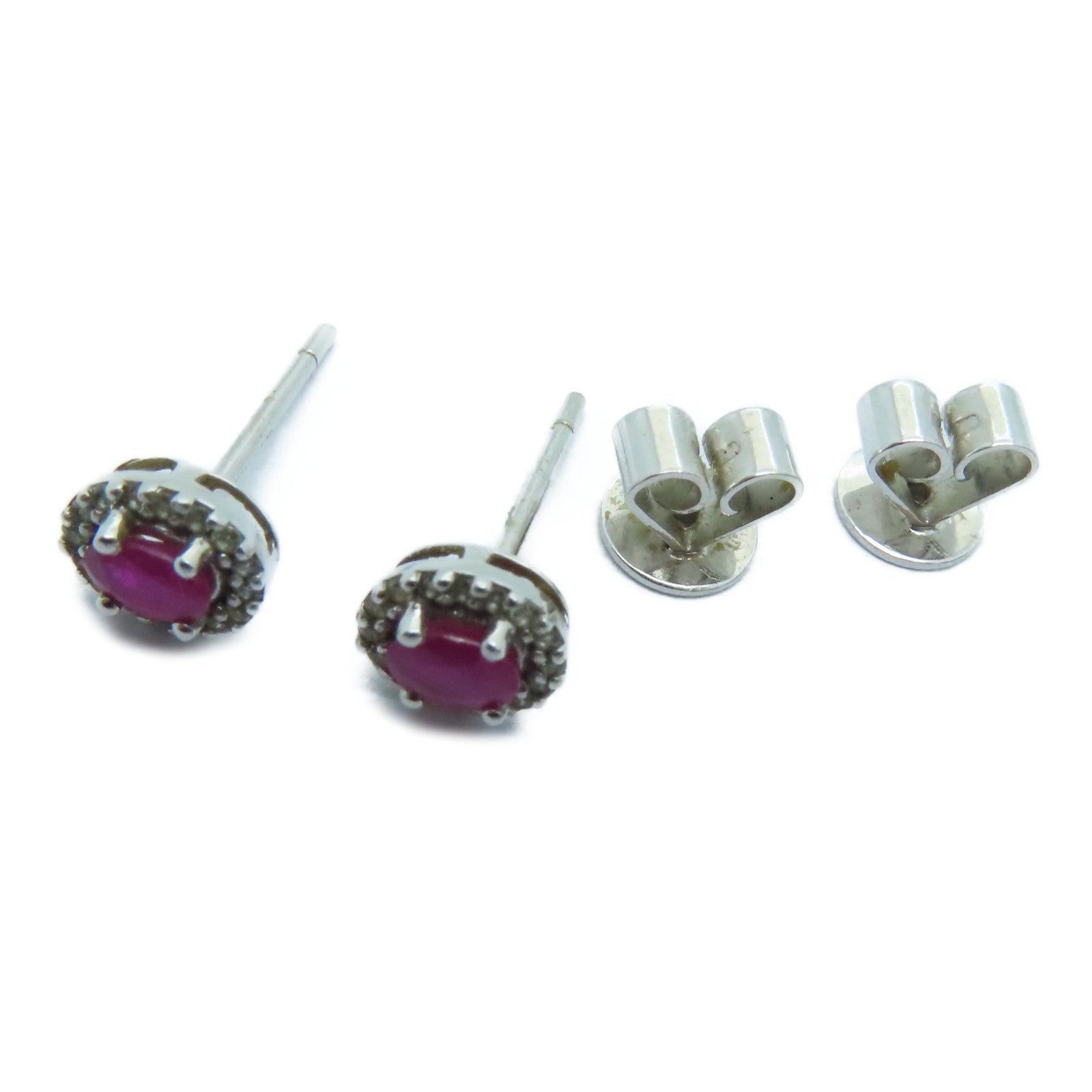 JEWELRY 白金Ruby Earrings钻石红宝石耳环