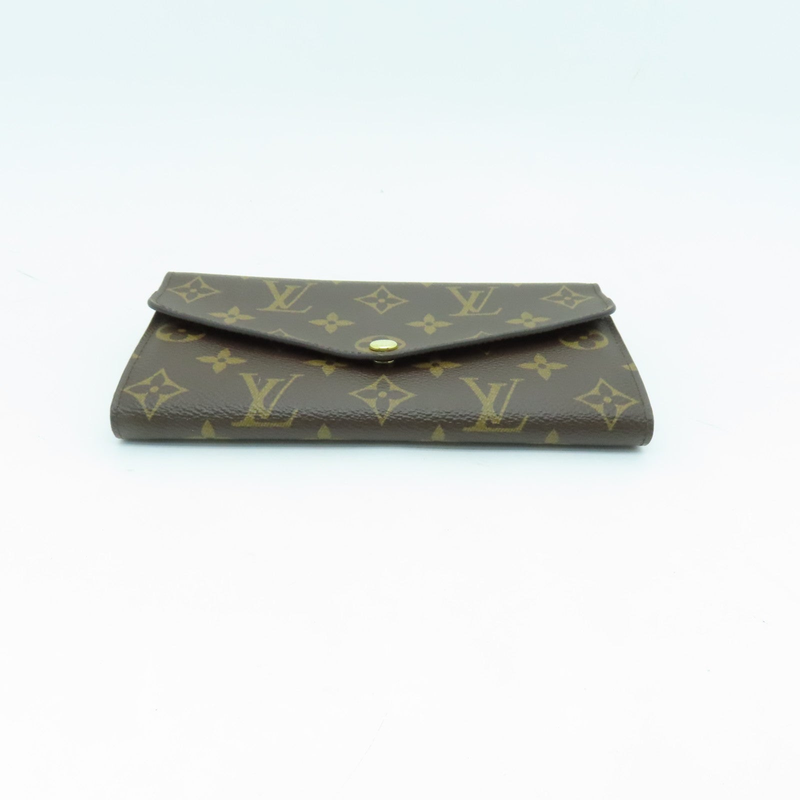 LOUIS VUITTON Monogram Sarah Gold Buckle Long Wallet Brown