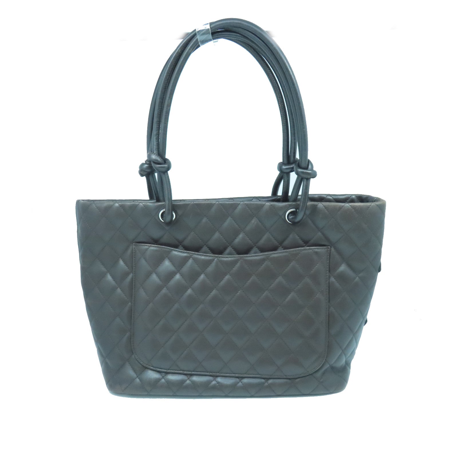 CHANEL Lingge cowhide leather Cambon Line Tote Bag silver buckle handle bag brown