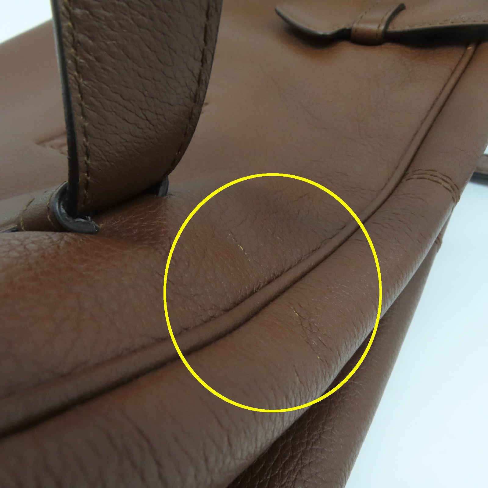 LOEWE 牛皮皮革Hand Bag銀扣手挽袋啡色