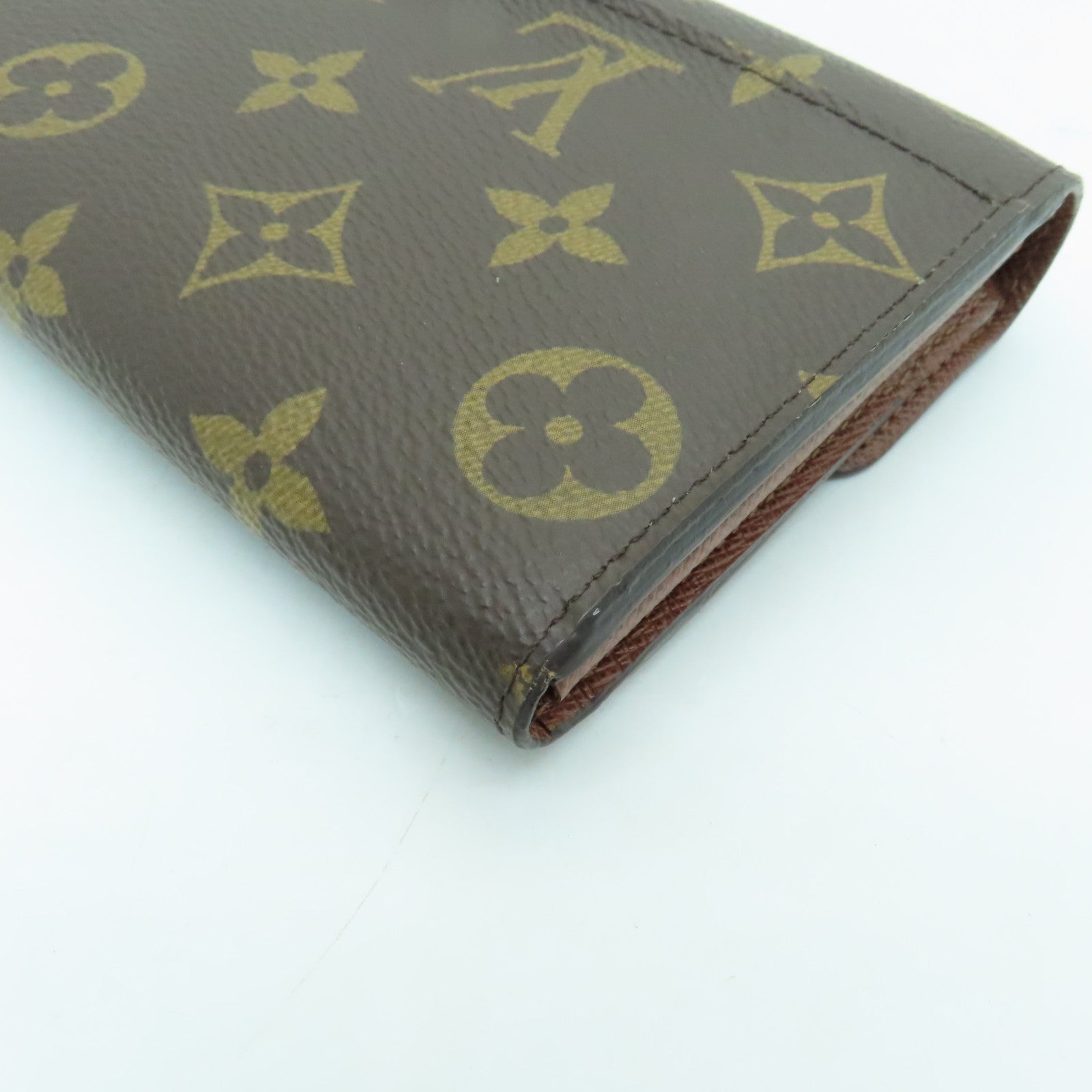 LOUIS VUITTON Monogram Sarah Gold Buckle Long Wallet Brown