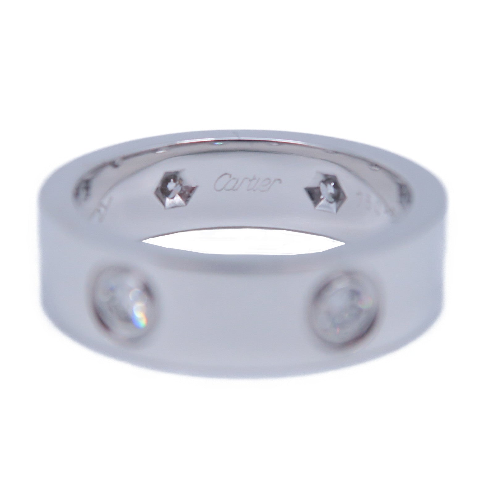 CARTIER 18K白金Love Ring 6 Dia戒指US#12銀色