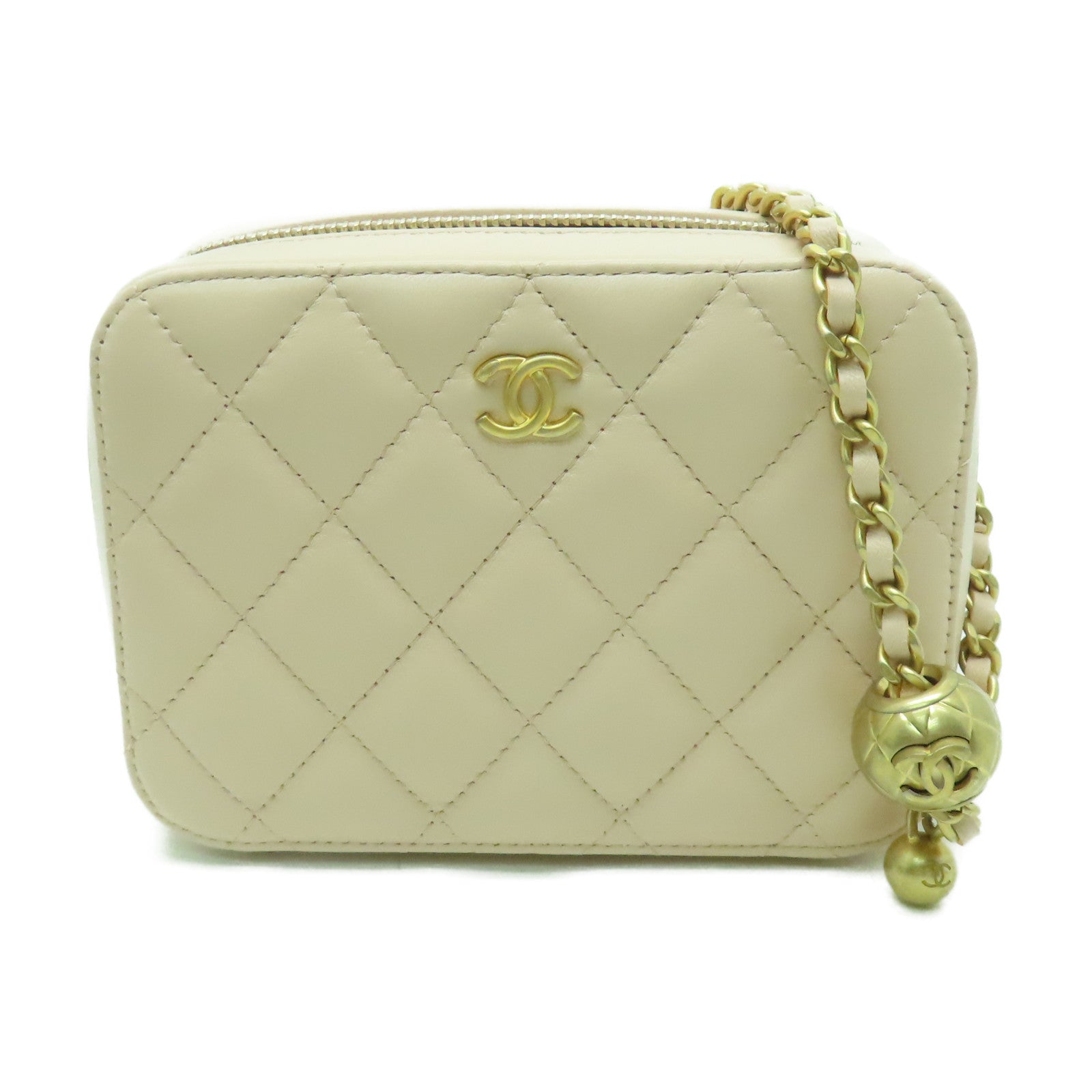 CHANEL 菱格牛皮皮革Shoulder Bag金扣鏈帶肩背袋粉紅色