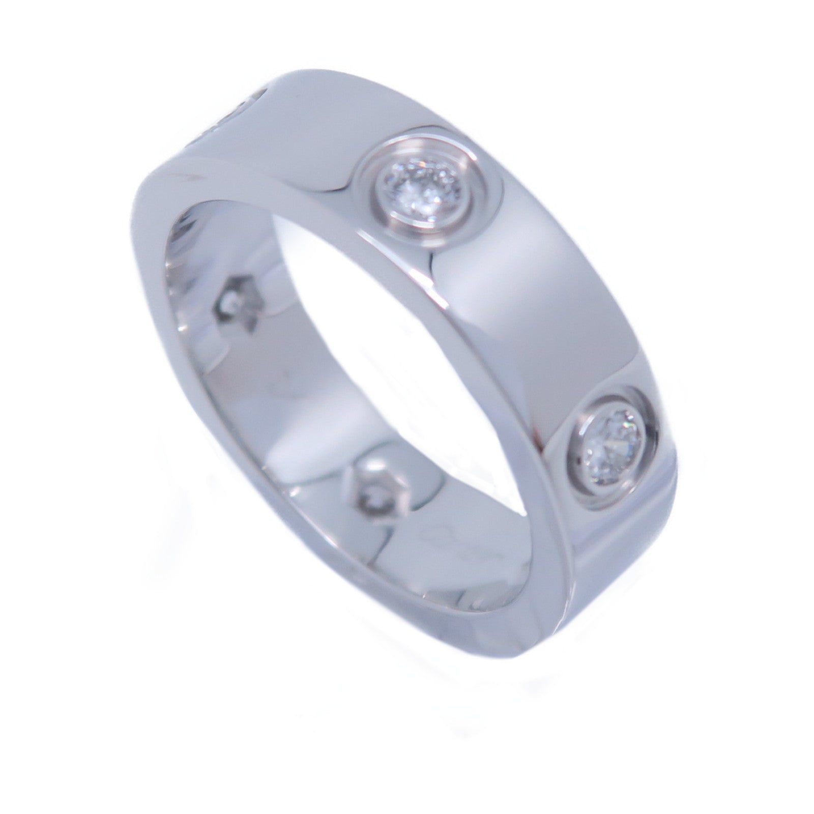 CARTIER 18K白金Love Ring 6 Dia戒指US#12銀色