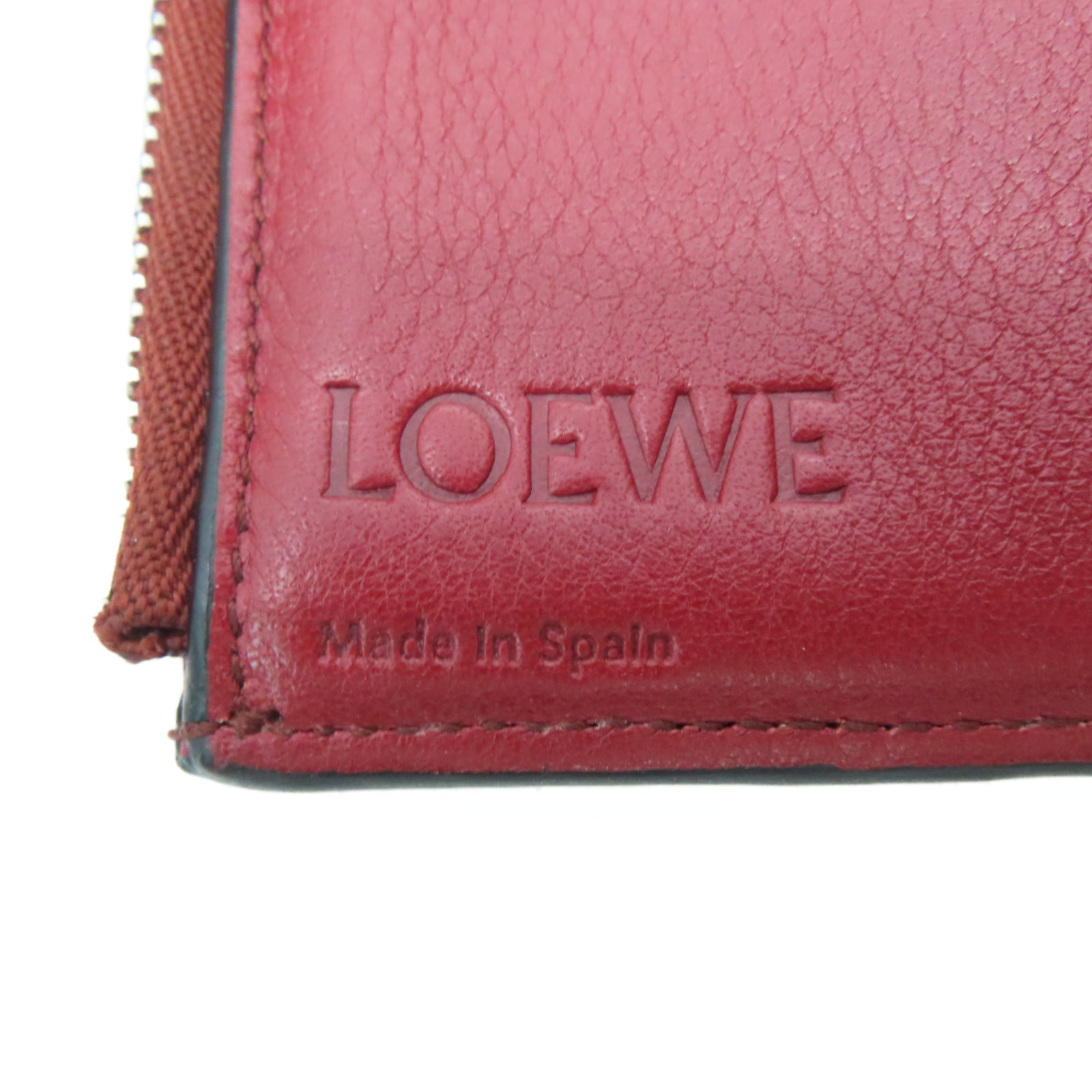 LOEWE 牛皮皮革Wallet银扣钱包蓝色/棕色