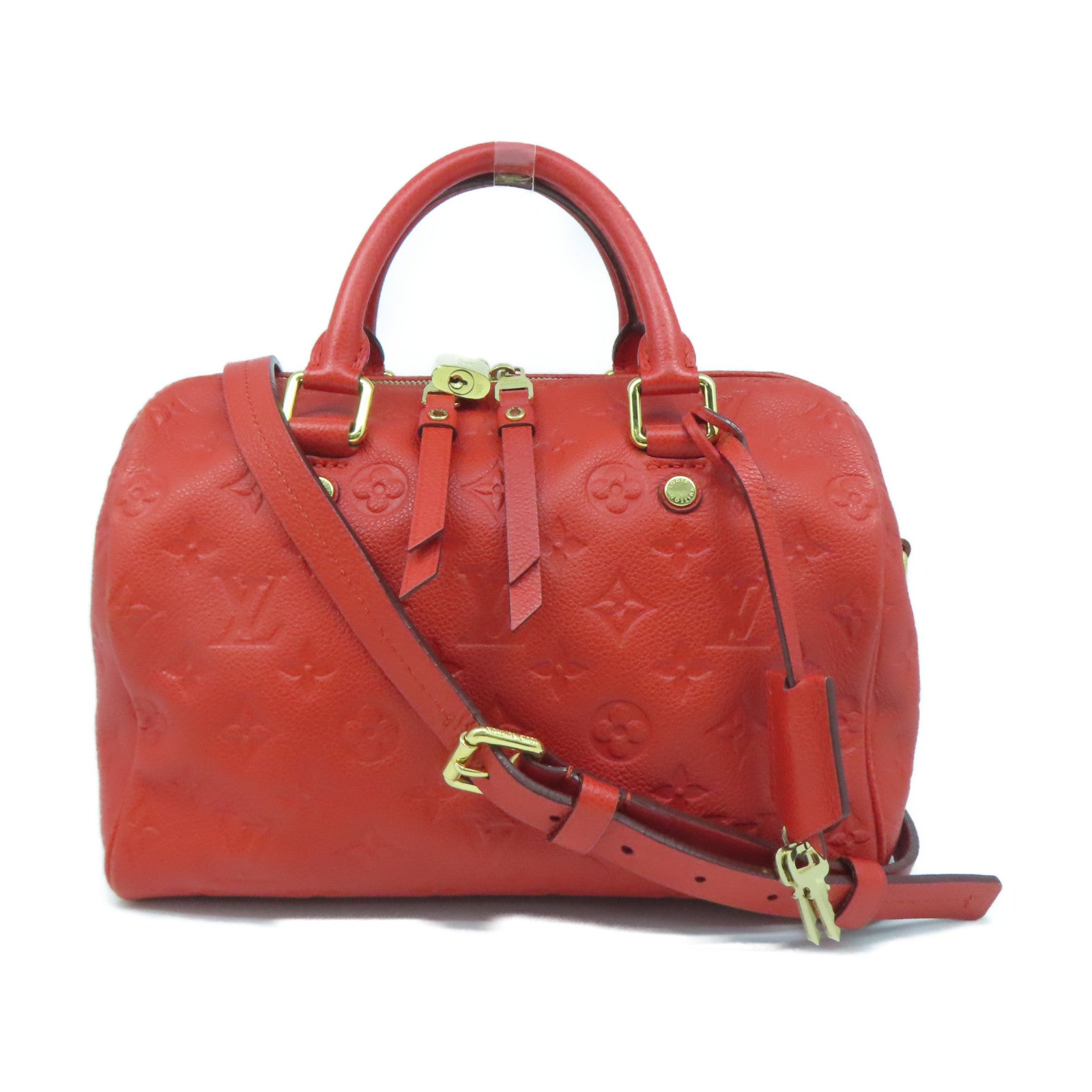 LOUIS VUITTON 【激減優惠】Monogram Empreinte Speedy 25 Bandouliere金扣手挽肩背兩用袋橙色