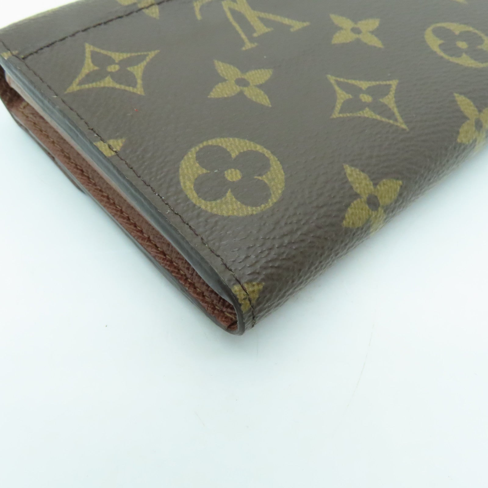 LOUIS VUITTON Monogram Sarah Gold Buckle Long Wallet Brown