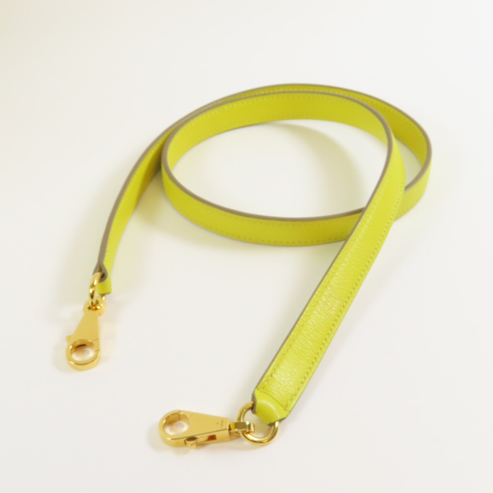HERMES Evercolor皮革Kelly 28金扣手挽肩背兩用袋Lime檸檬黃色