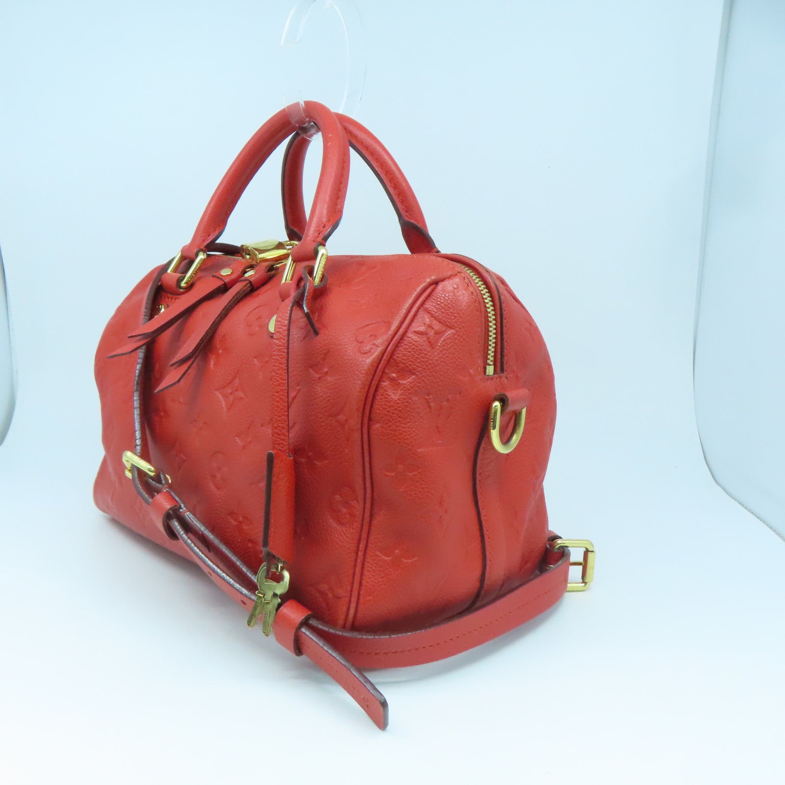 LOUIS VUITTON 【激減優惠】Monogram Empreinte Speedy 25 Bandouliere金扣手挽肩背兩用袋橙色