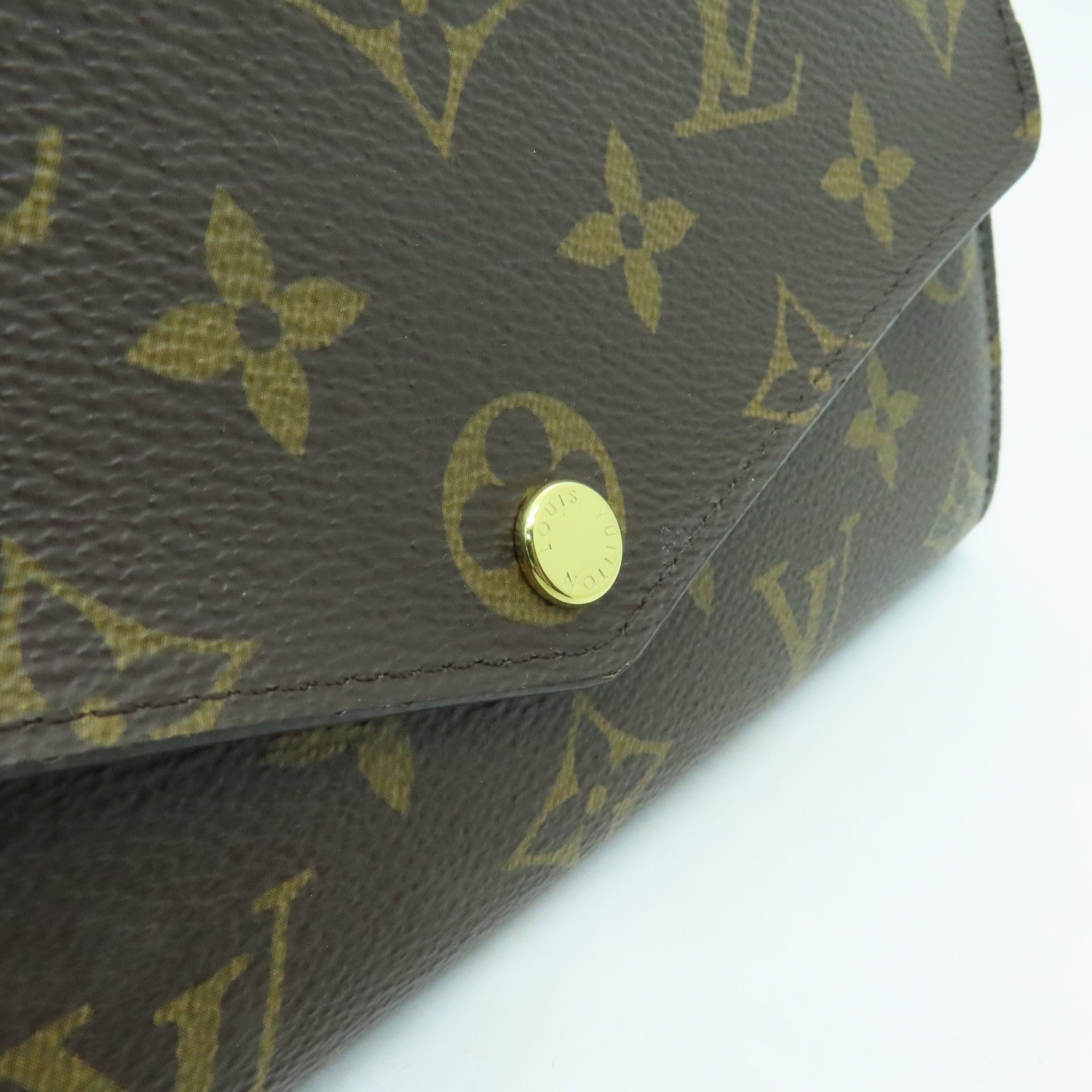 LOUIS VUITTON Monogram Sarah Gold Buckle Long Wallet Brown