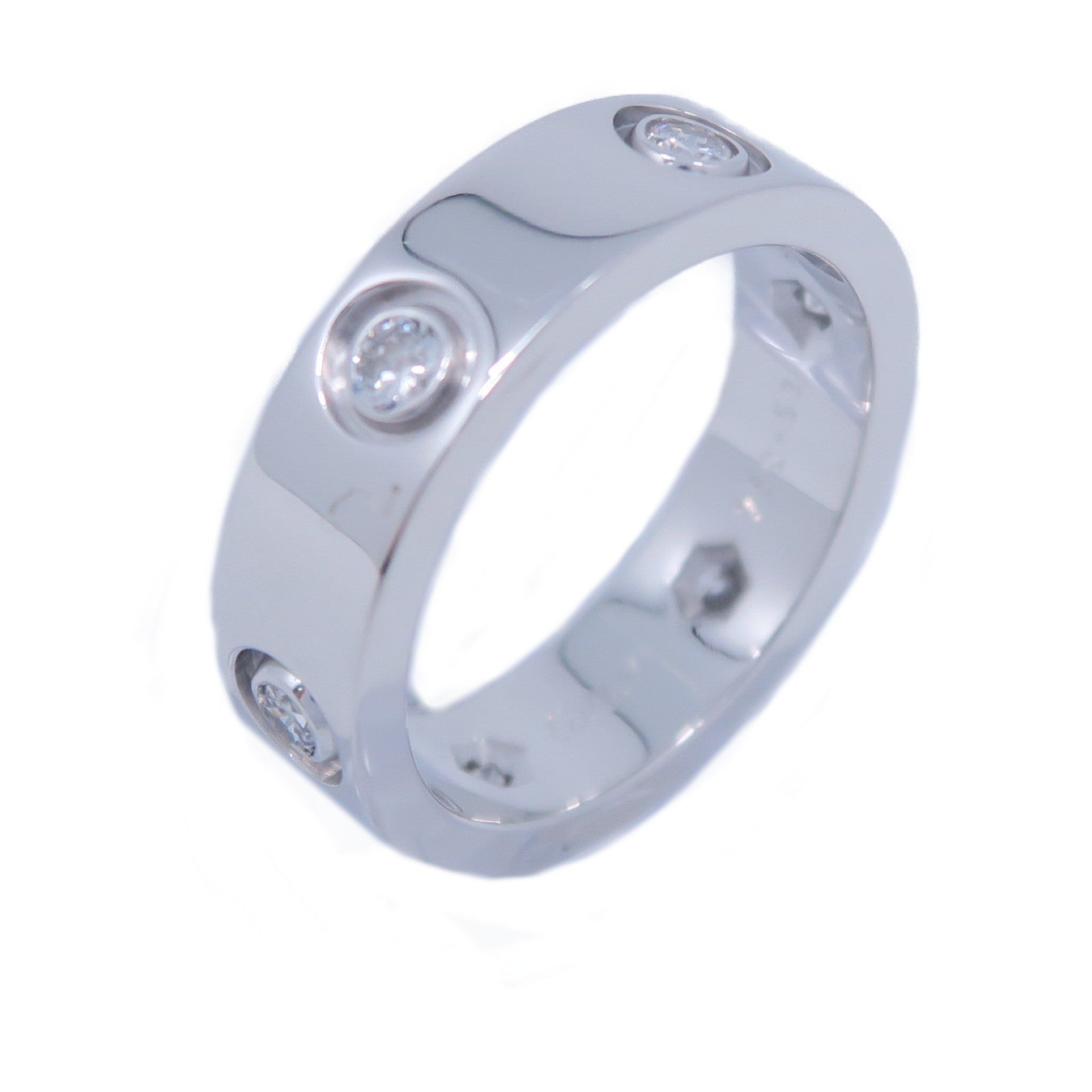 CARTIER 18K白金Love Ring 6 Dia戒指US#12銀色