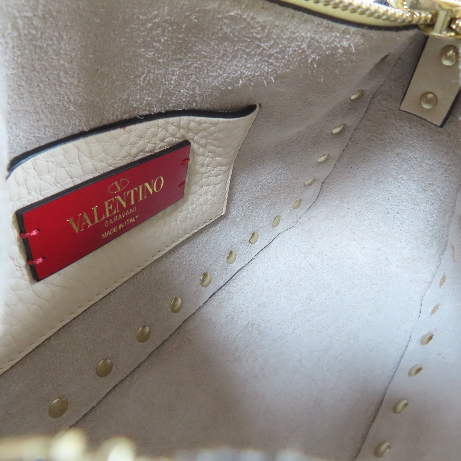 Valentino 牛皮皮革Hand Bag金扣手挽肩背兩用袋白色