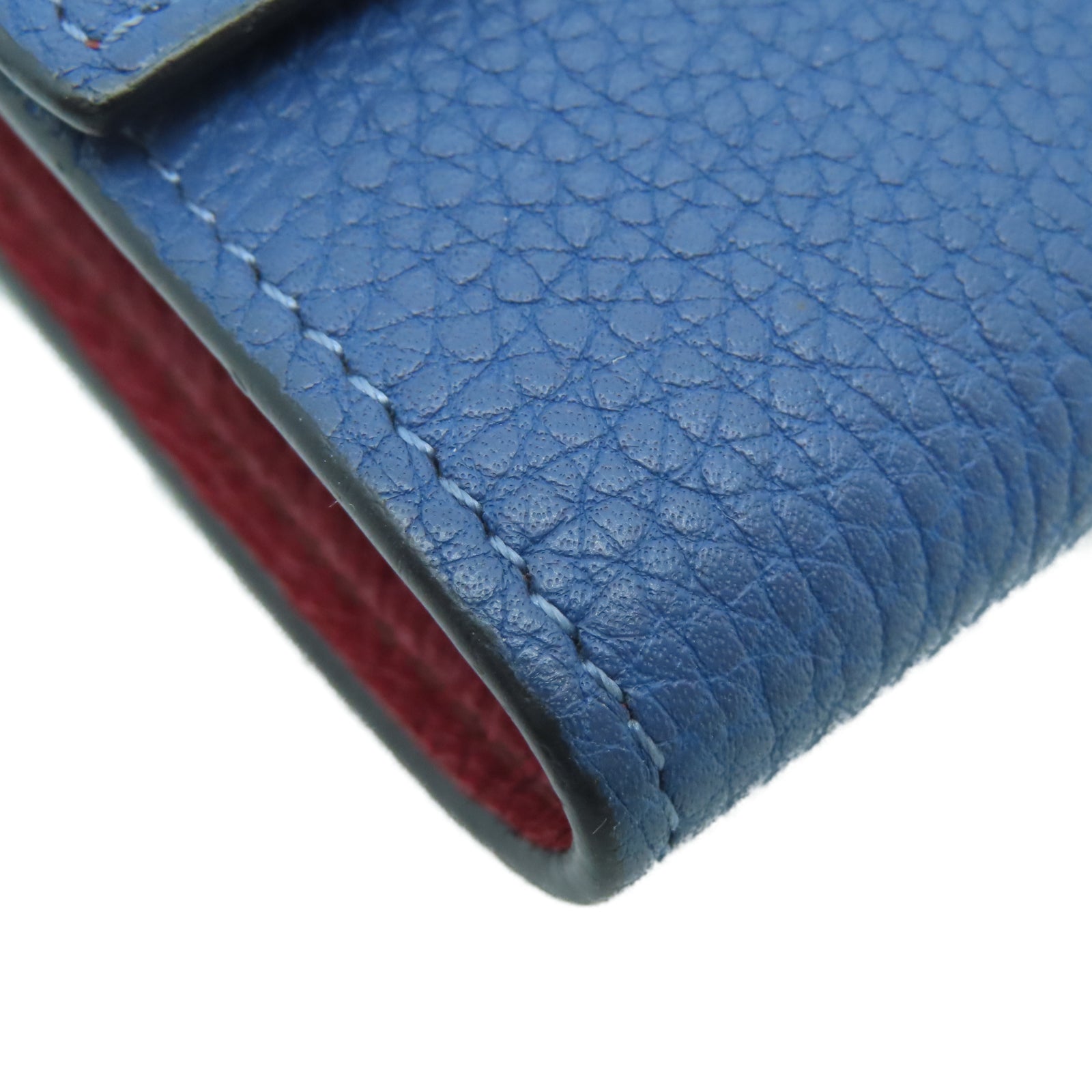 LOEWE 牛皮皮革Wallet银扣钱包蓝色/棕色
