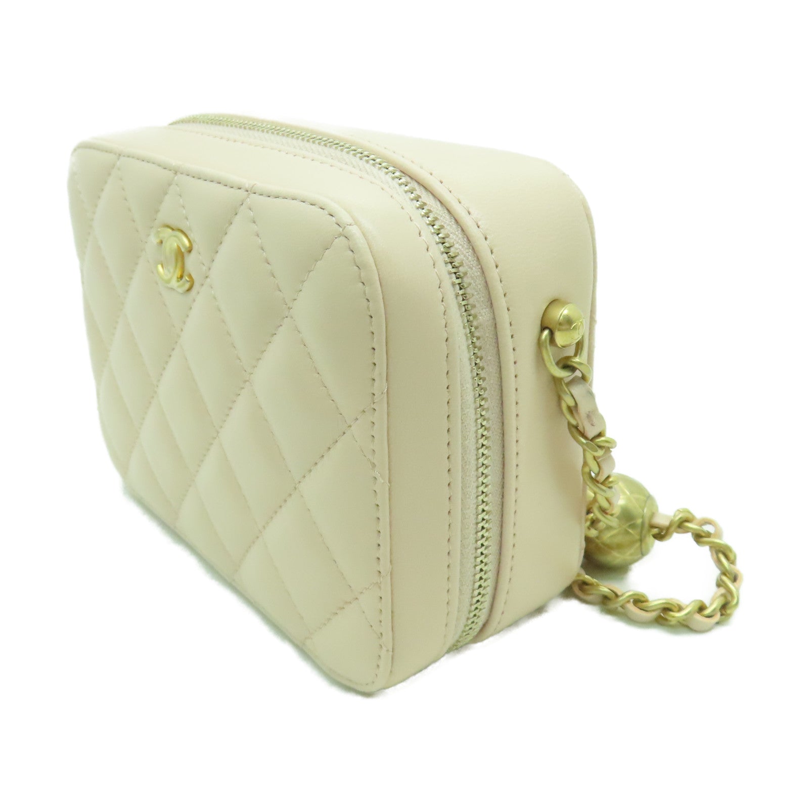 CHANEL 菱格牛皮皮革Shoulder Bag金扣鏈帶肩背袋粉紅色