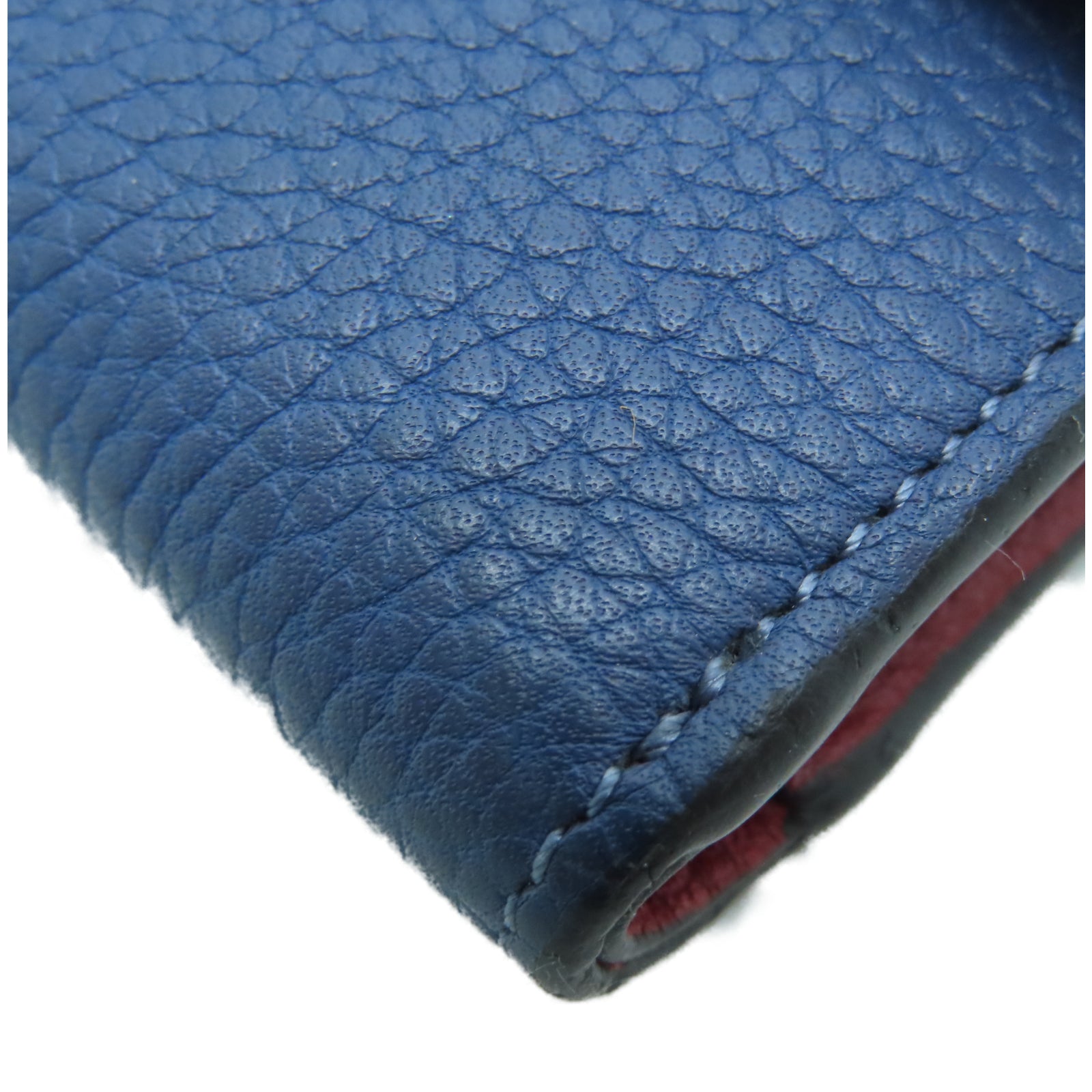 LOEWE 牛皮皮革Wallet银扣钱包蓝色/棕色