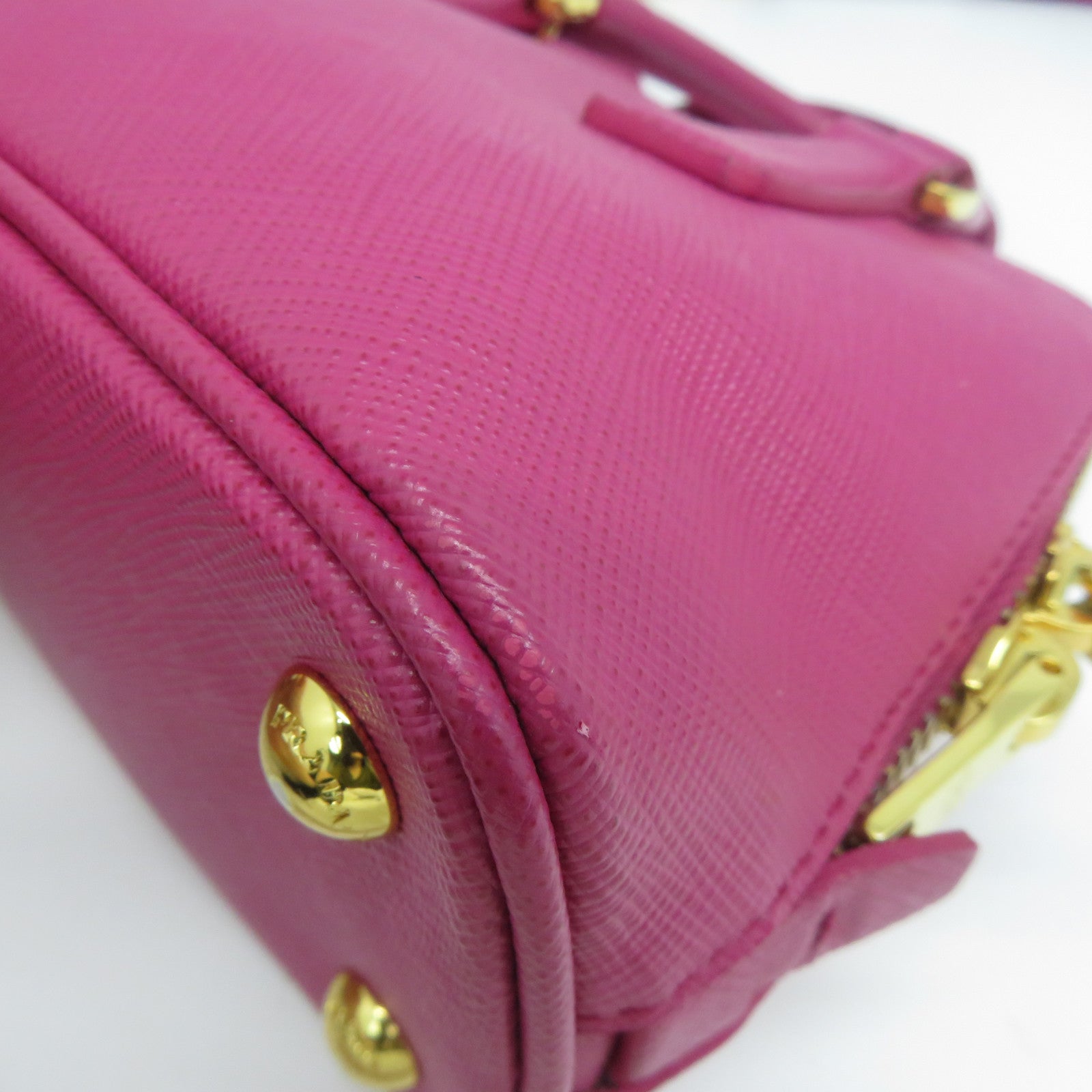 PRADA 牛皮皮革2 Way Shoulder金扣手挽肩背兩用袋粉紅色