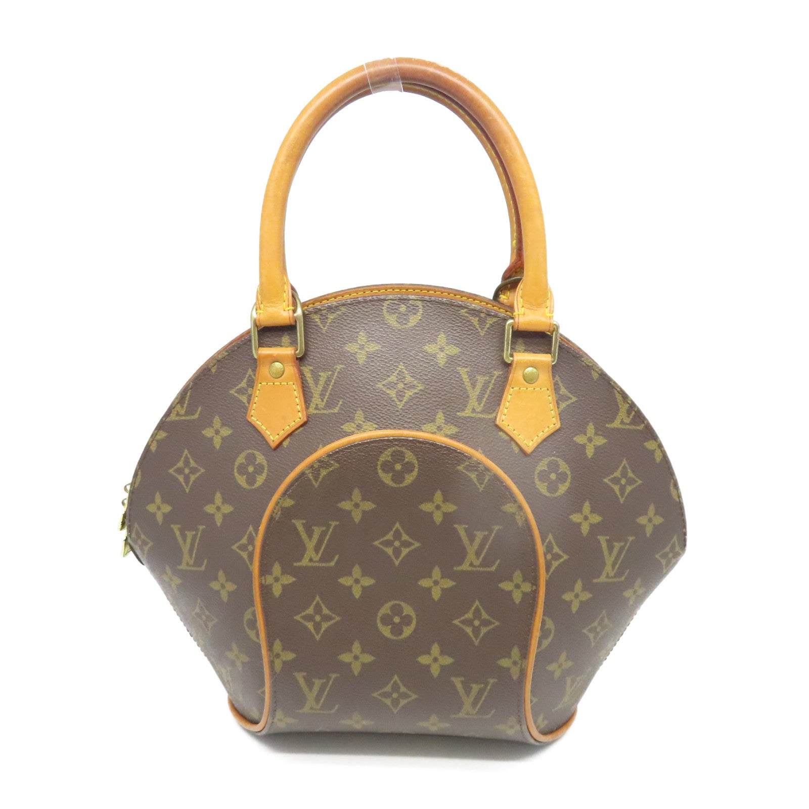 LOUIS VUITTON Monogram Elipse PM金扣手挽袋棕色