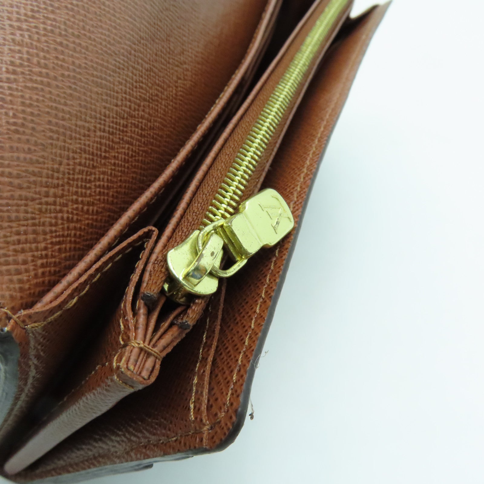 LOUIS VUITTON Monogram Sarah Gold Buckle Long Wallet Brown