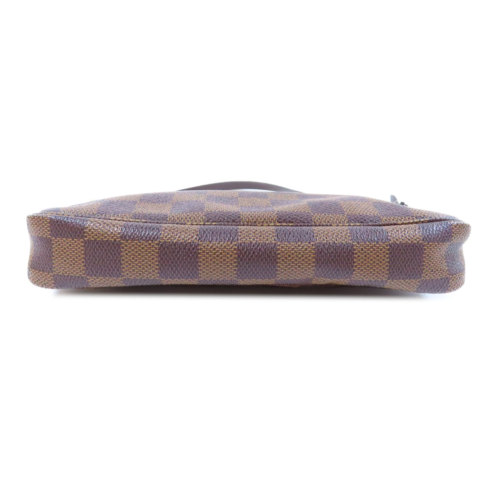 LOUIS VUITTON Damier Ebene Pochette Accessories金扣鏈帶肩背袋啡色
