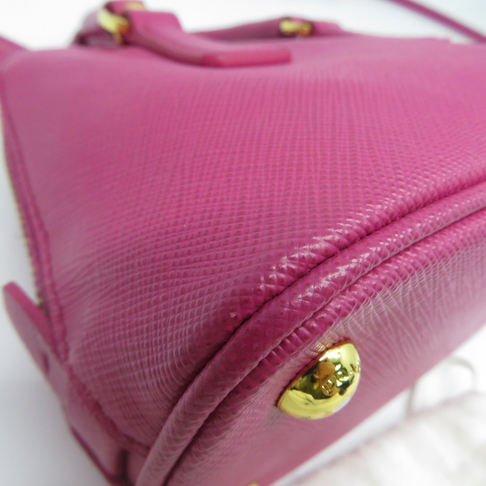 PRADA 牛皮皮革2 Way Shoulder金扣手挽肩背兩用袋粉紅色