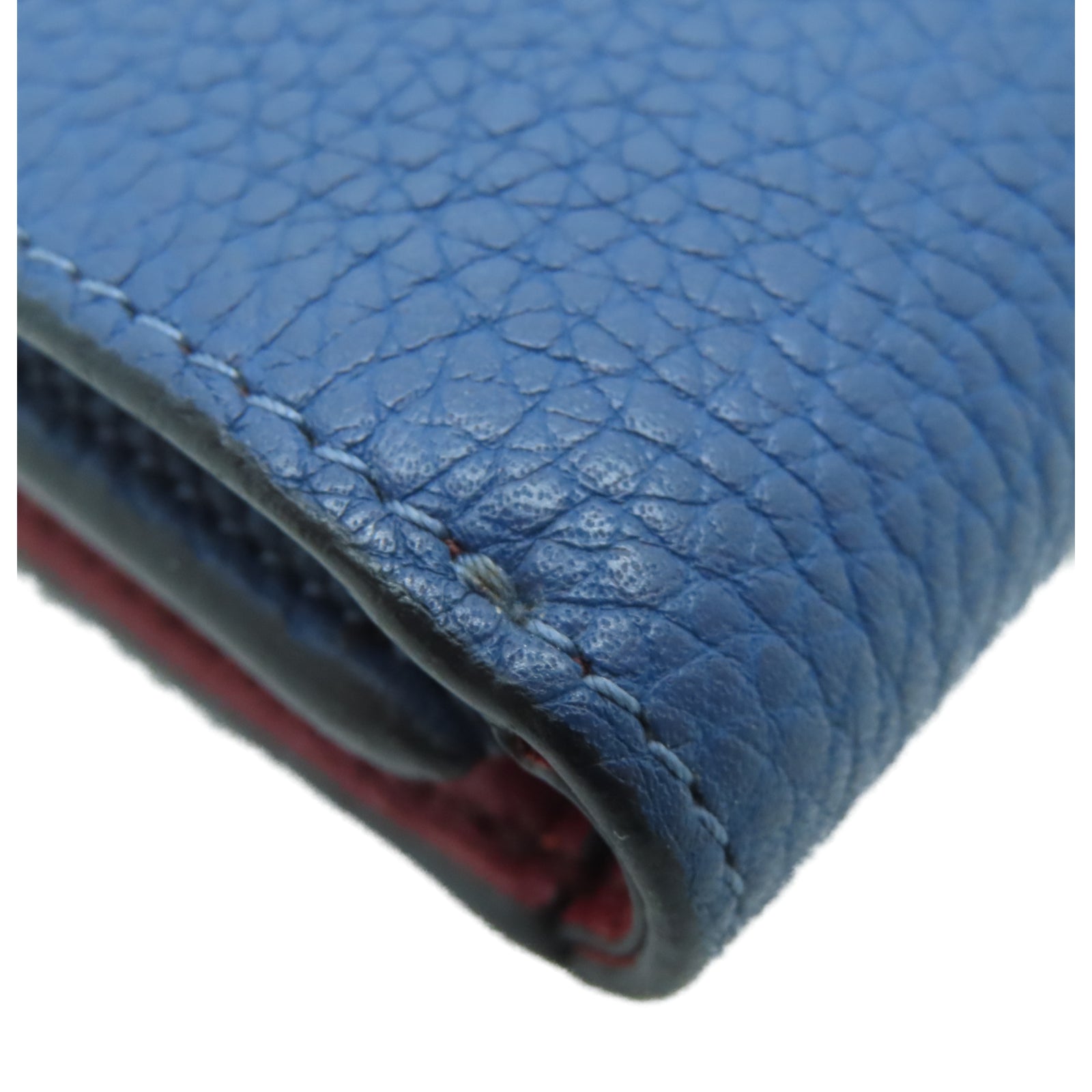 LOEWE 牛皮皮革Wallet银扣钱包蓝色/棕色