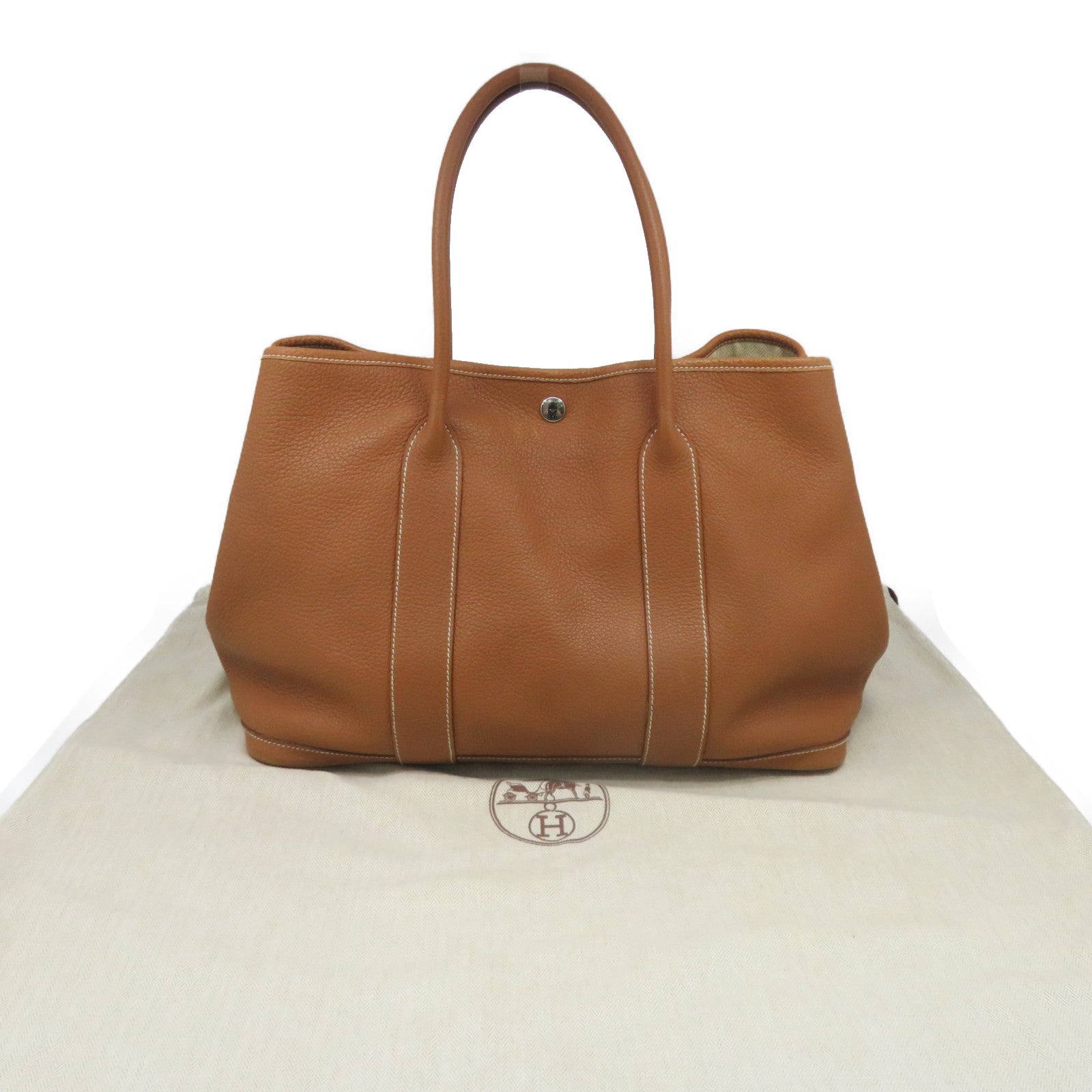 HERMES 【激減優惠】Negonda皮革Garden Party PM銀扣金色