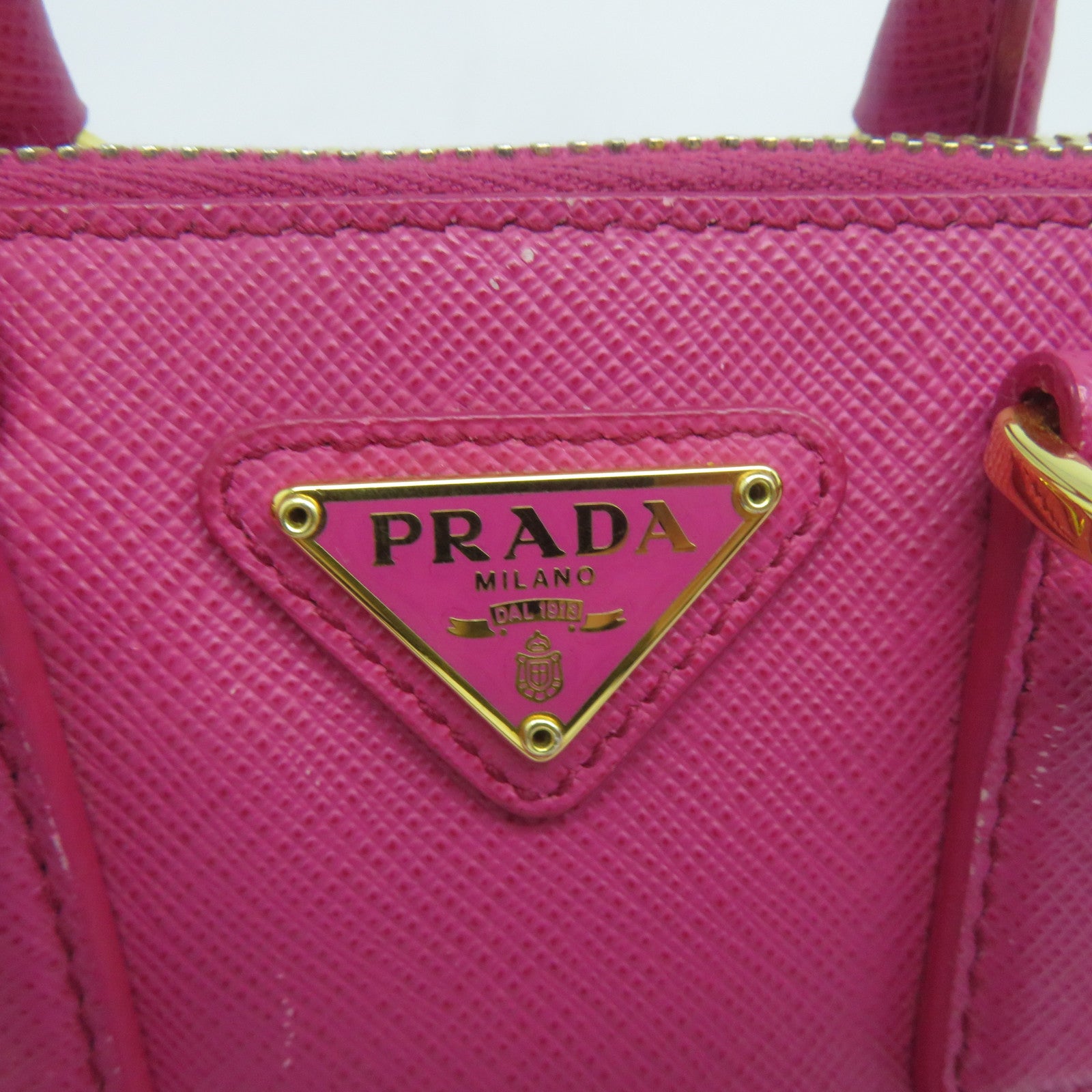 PRADA 牛皮皮革2 Way Shoulder金扣手挽肩背兩用袋粉紅色