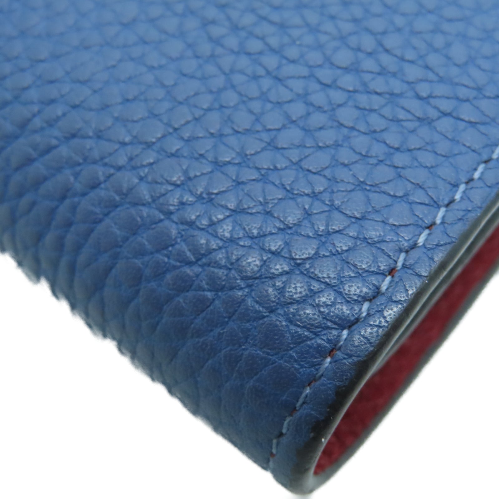 LOEWE 牛皮皮革Wallet银扣钱包蓝色/棕色