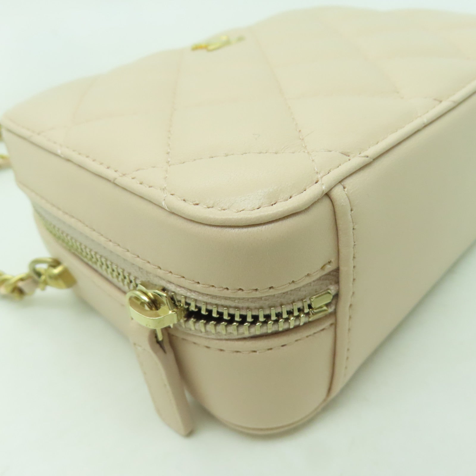 CHANEL 菱格牛皮皮革Shoulder Bag金扣鏈帶肩背袋粉紅色