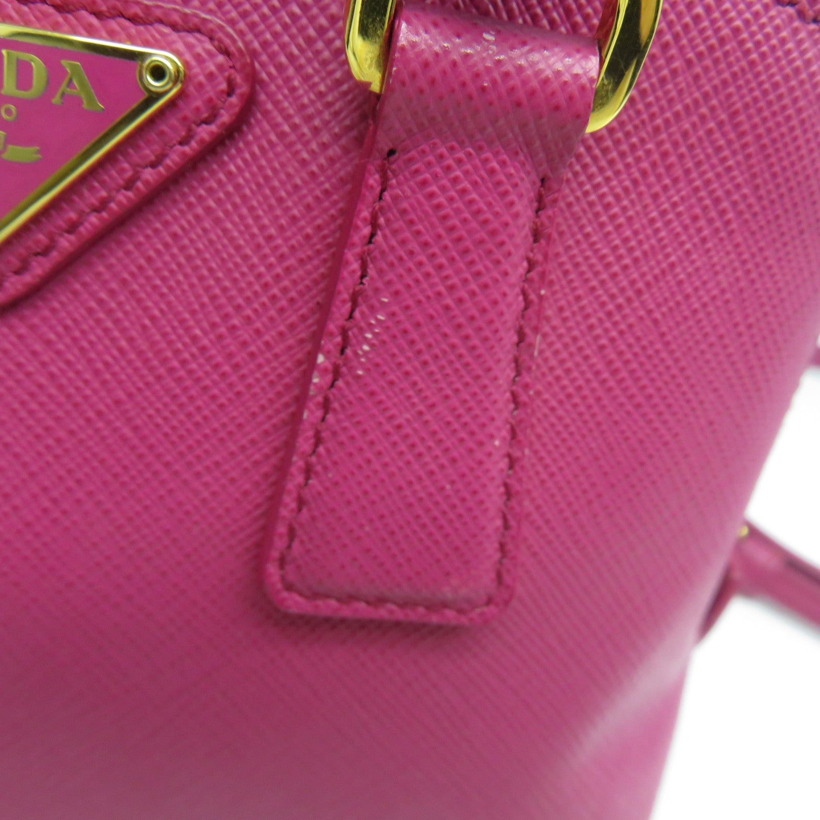 PRADA 牛皮皮革2 Way Shoulder金扣手挽肩背兩用袋粉紅色