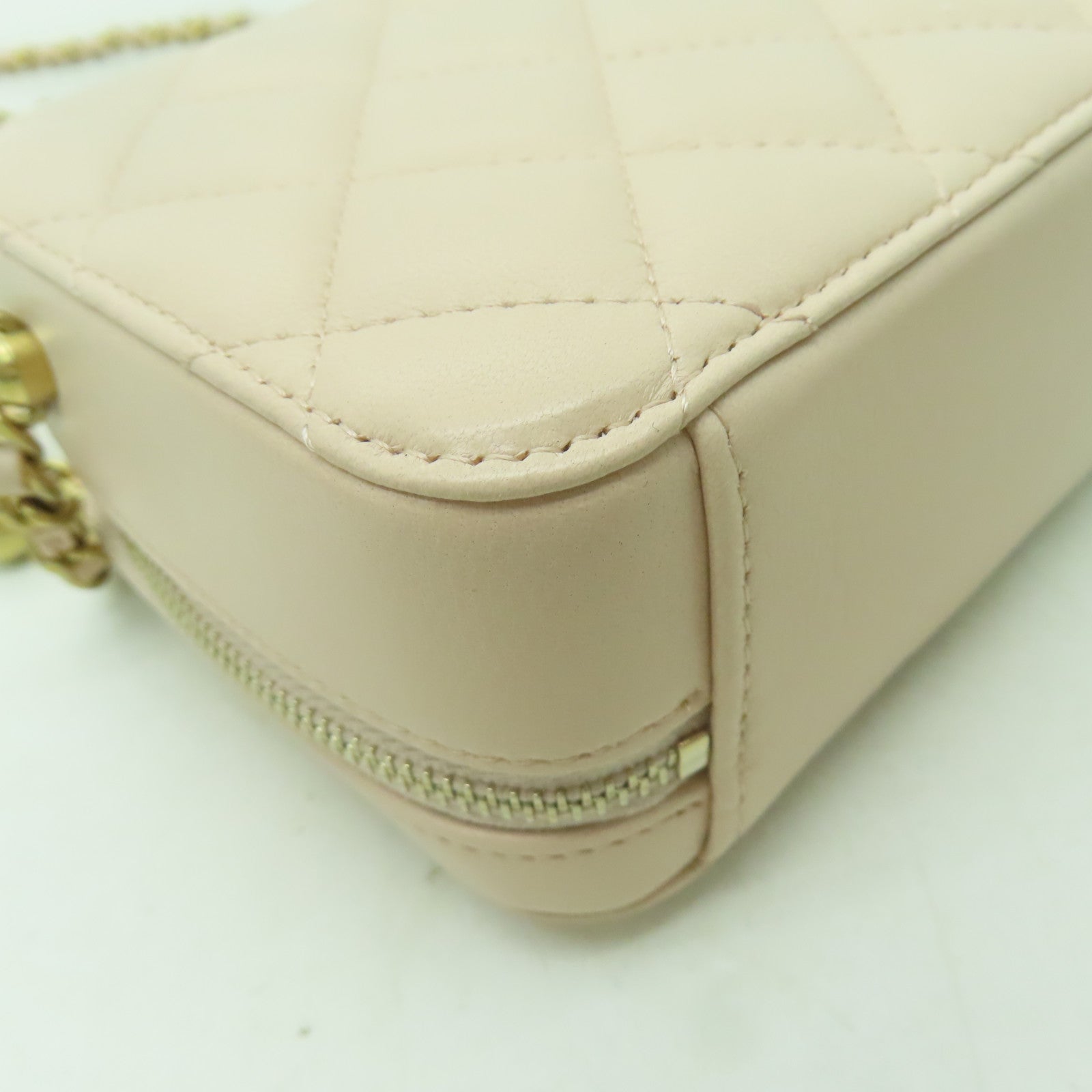 CHANEL 菱格牛皮皮革Shoulder Bag金扣鏈帶肩背袋粉紅色
