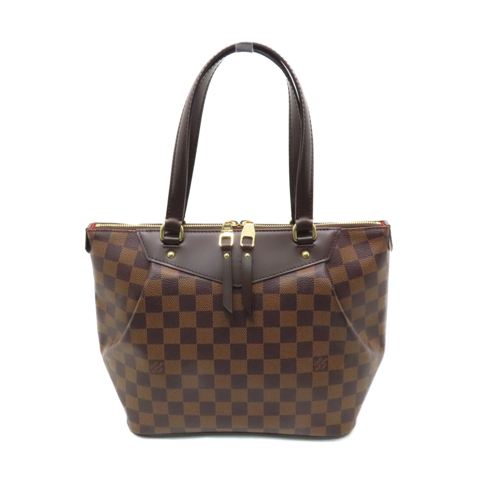 LOUIS VUITTON Damier Weekender PM金扣手挽袋啡色