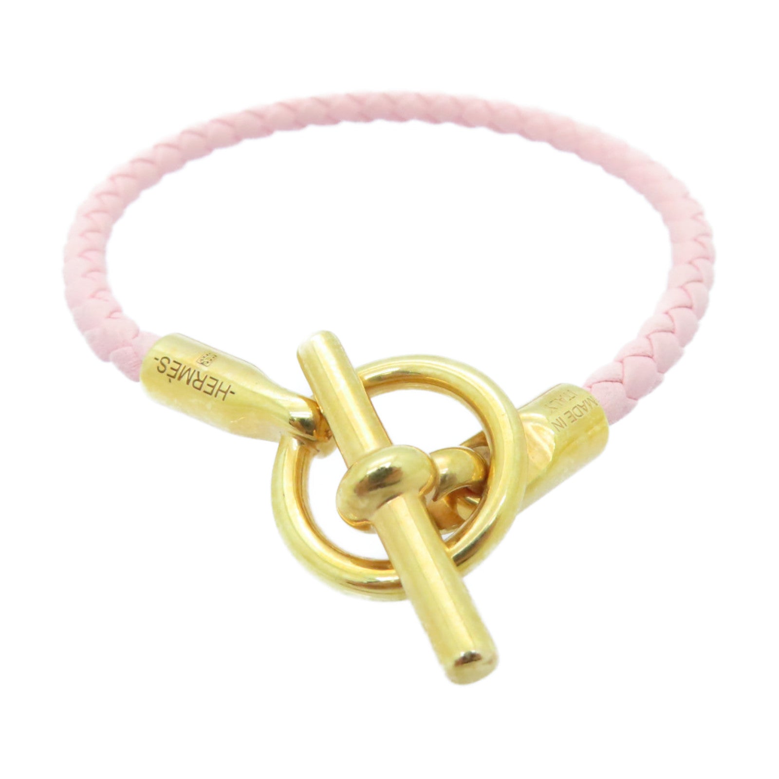 HERMES Leather Bracelets Gold Buckle Bracelet Pink