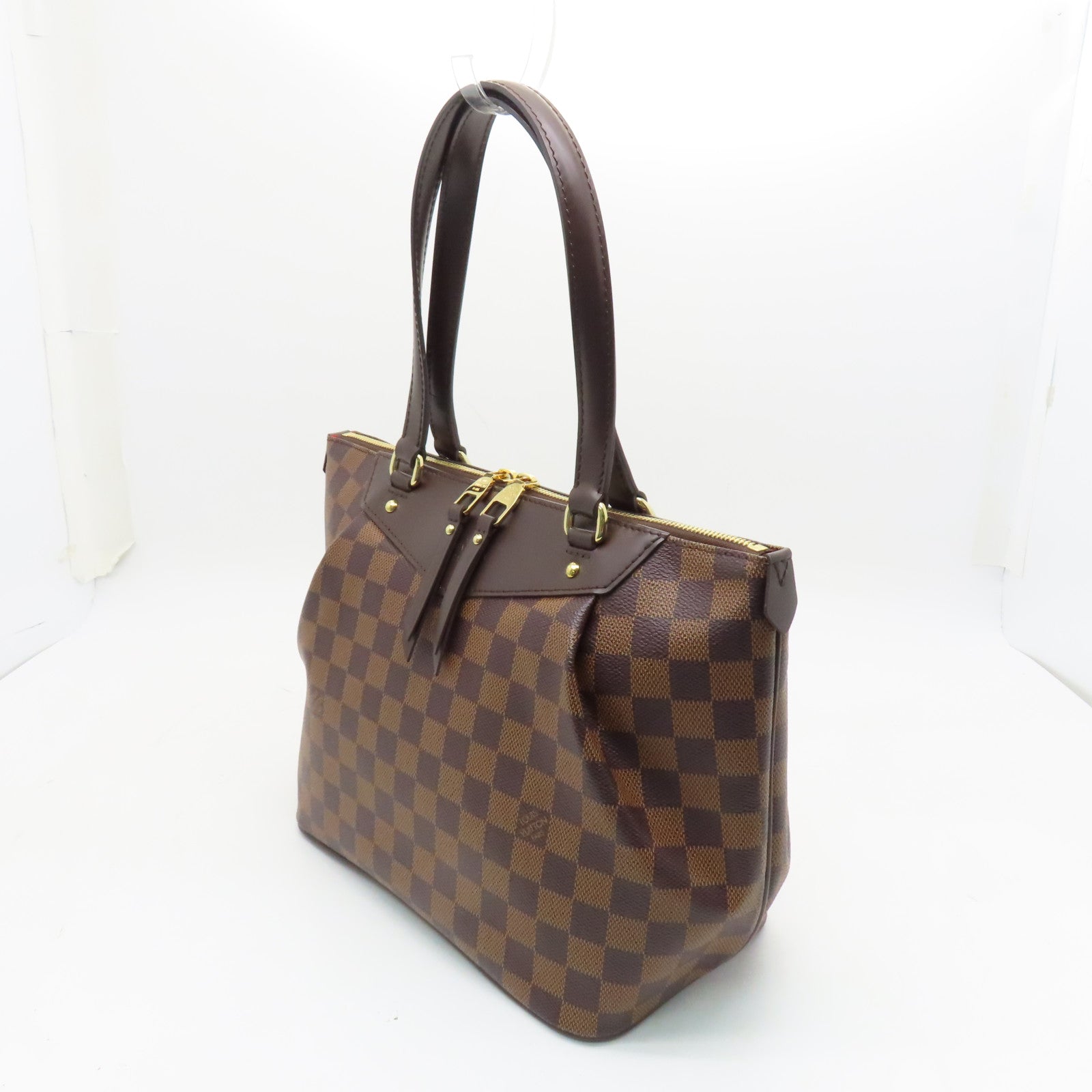 LOUIS VUITTON Damier Weekender PM金扣手挽袋啡色