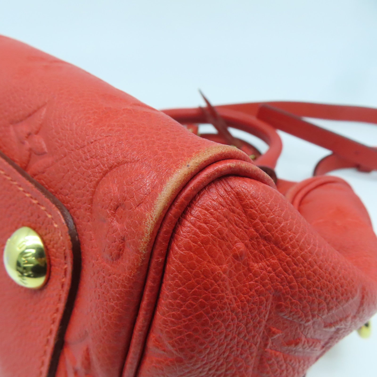 LOUIS VUITTON 【激減優惠】Monogram Empreinte Speedy 25 Bandouliere金扣手挽肩背兩用袋橙色