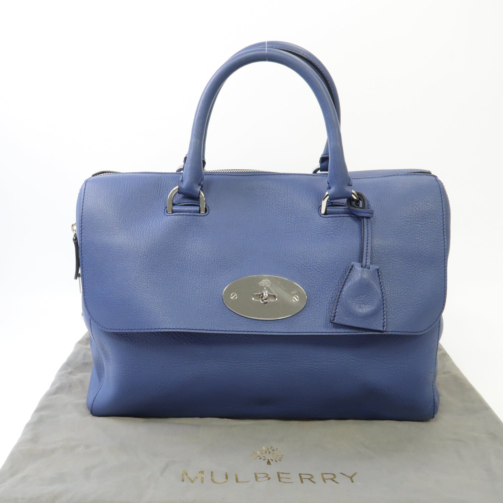 MULBERRY 牛皮皮革Handbag金扣手挽袋藍色