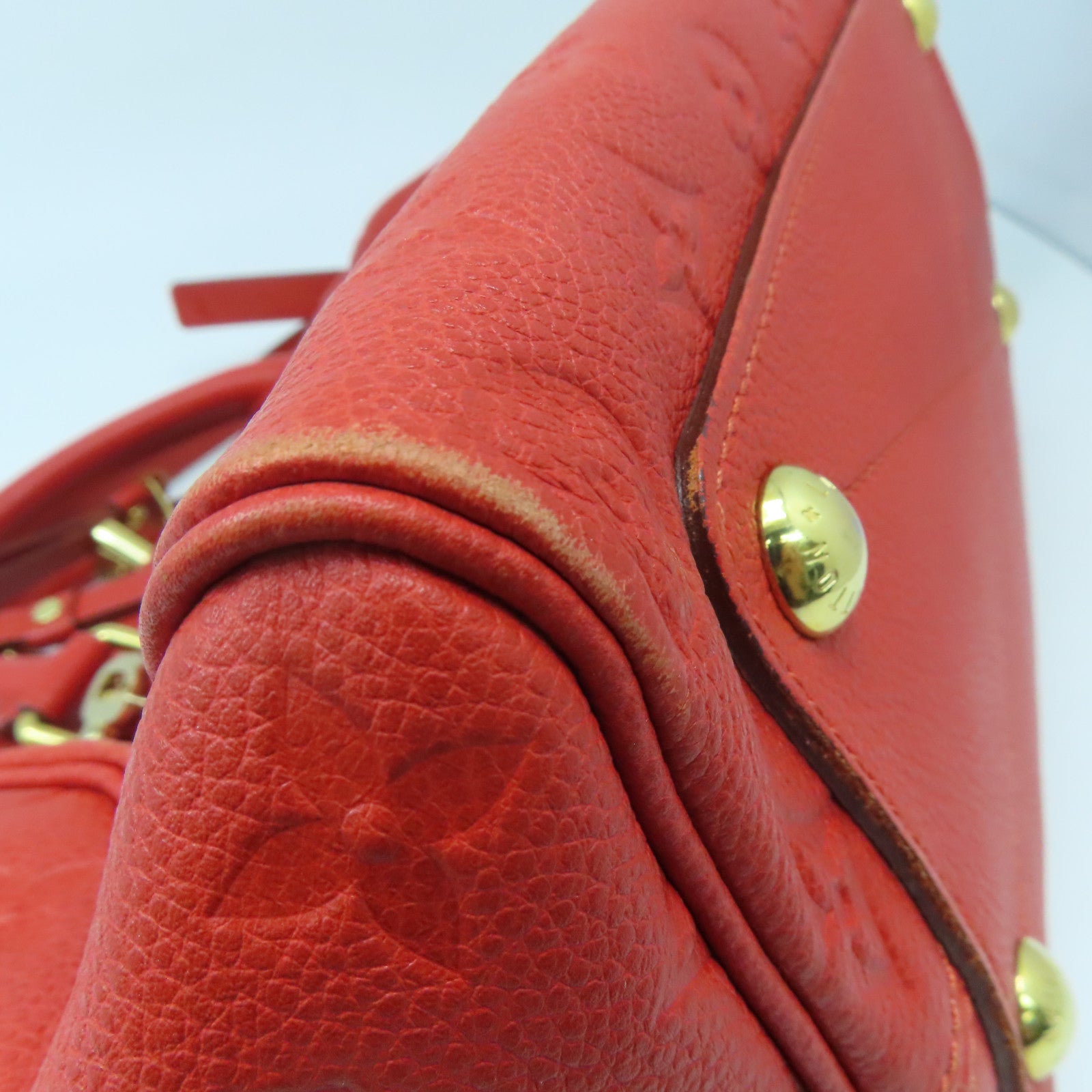 LOUIS VUITTON 【激減優惠】Monogram Empreinte Speedy 25 Bandouliere金扣手挽肩背兩用袋橙色