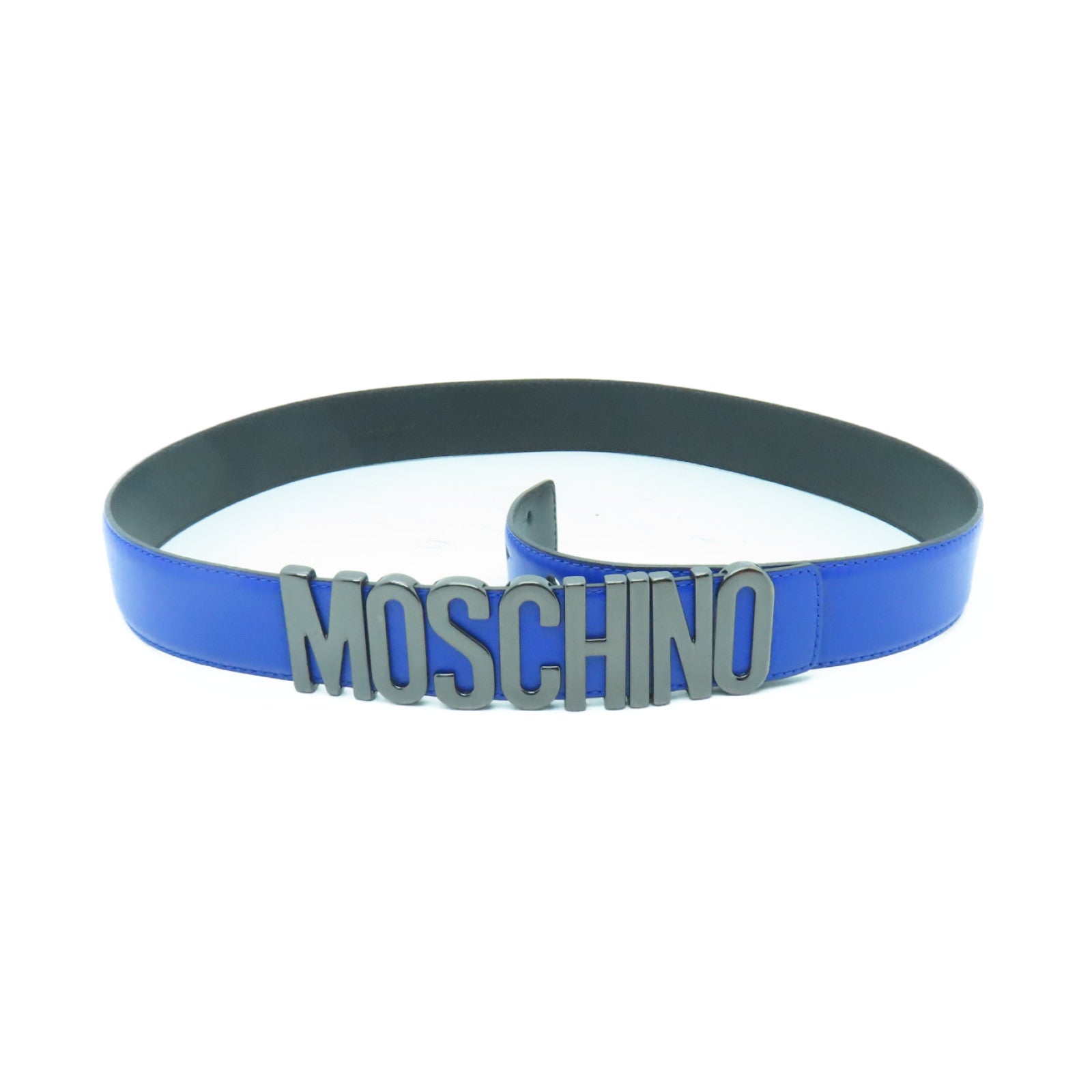 MOSCHINO 皮革Belt皮帶藍色/黑色